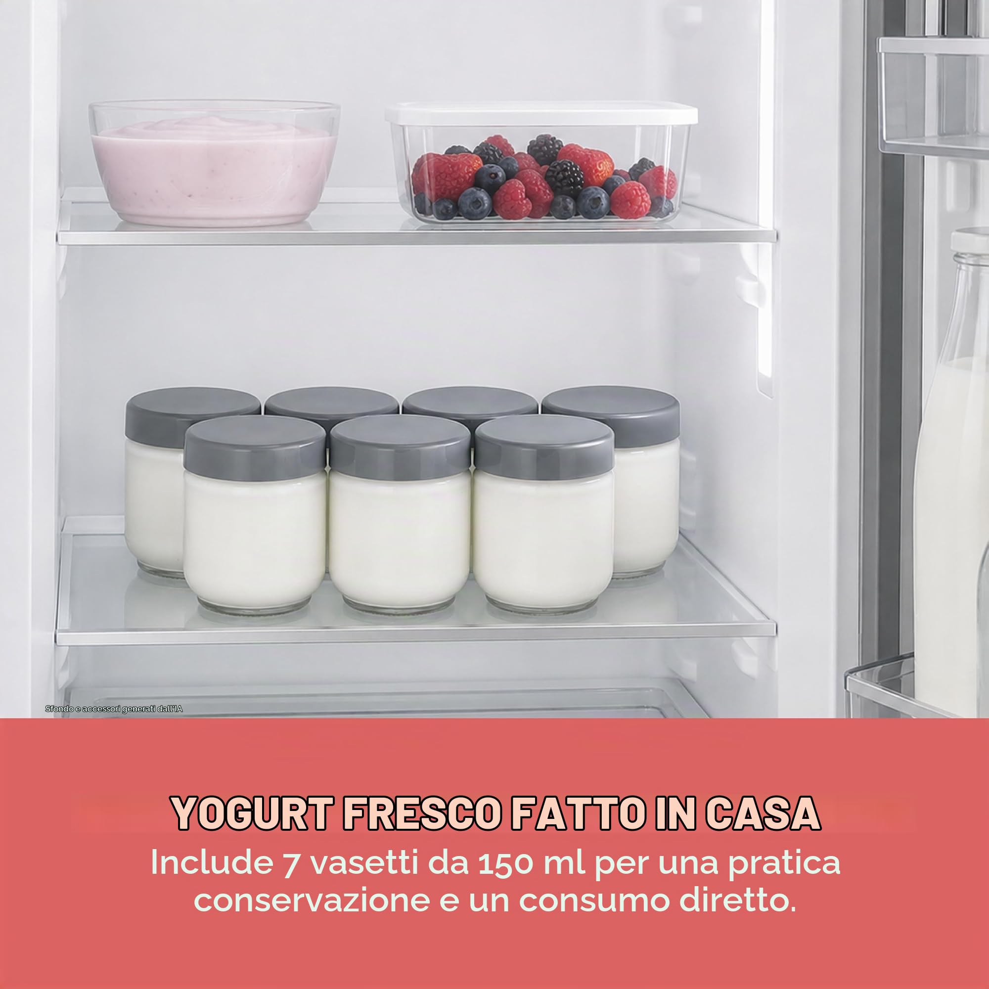 Severin JG 3510 yogurtiera elettrica grigio 7 vasetti stile greco