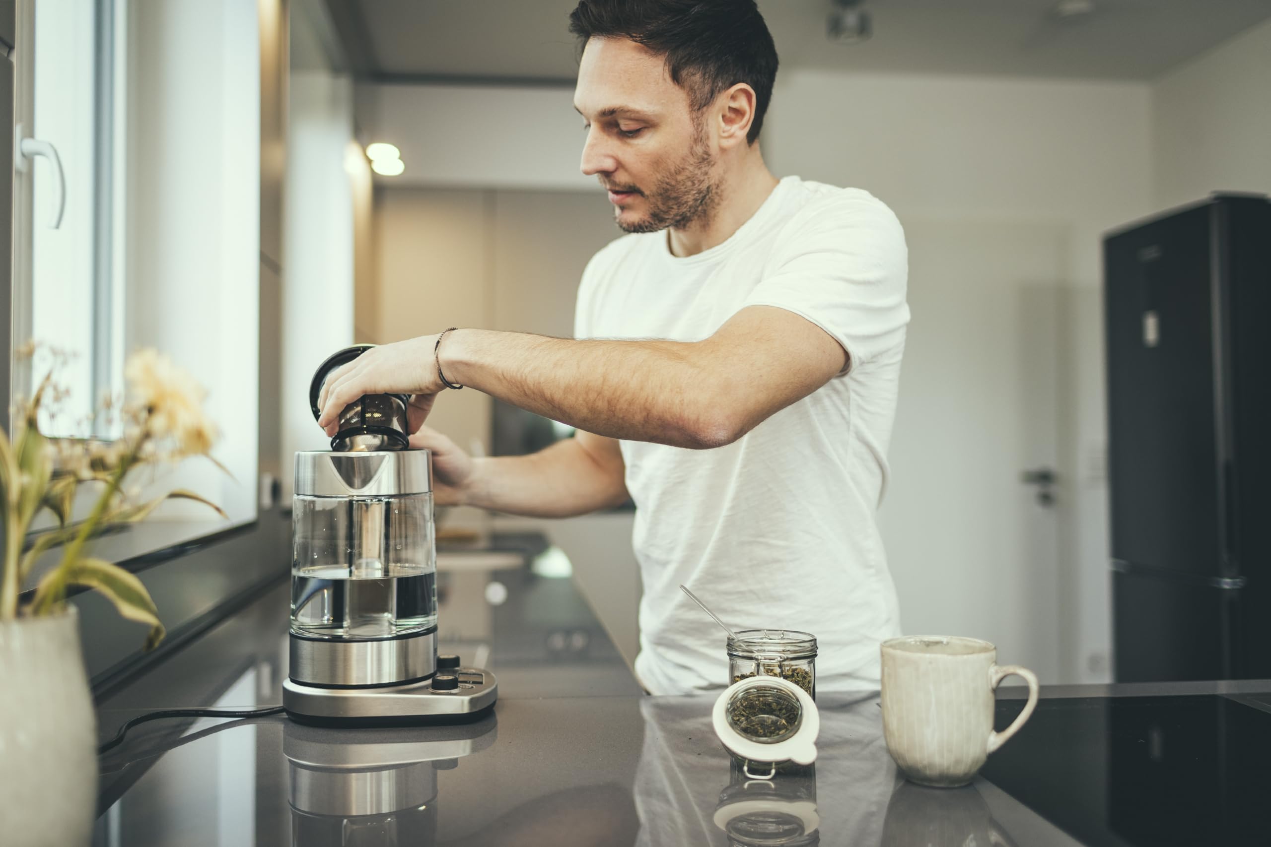 Severin WK3422 bollitore tè 1,7L inox vetro infusore