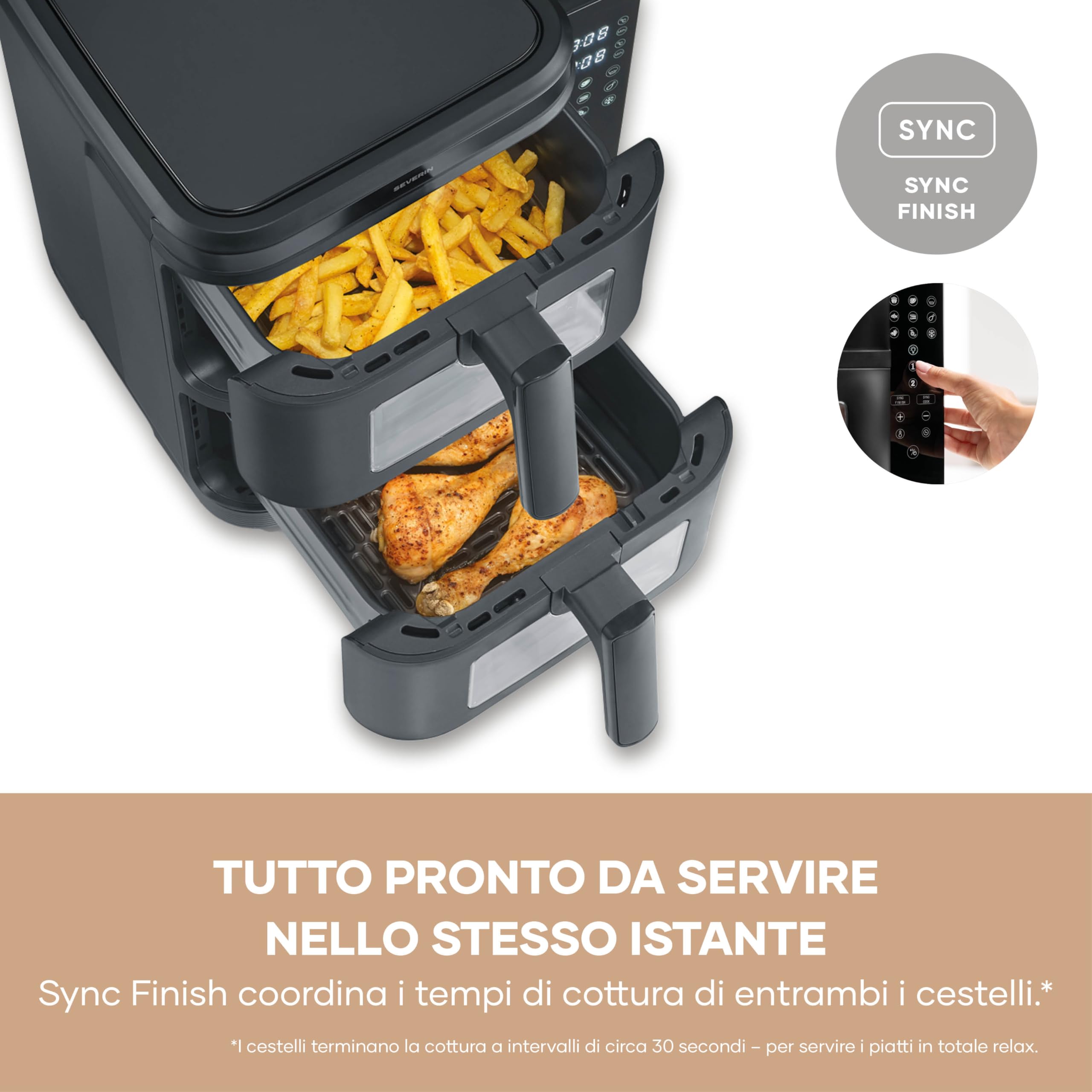 Severin FR 9598 friggitrice ad aria 11L Duo Stack 2800W 9 programmi