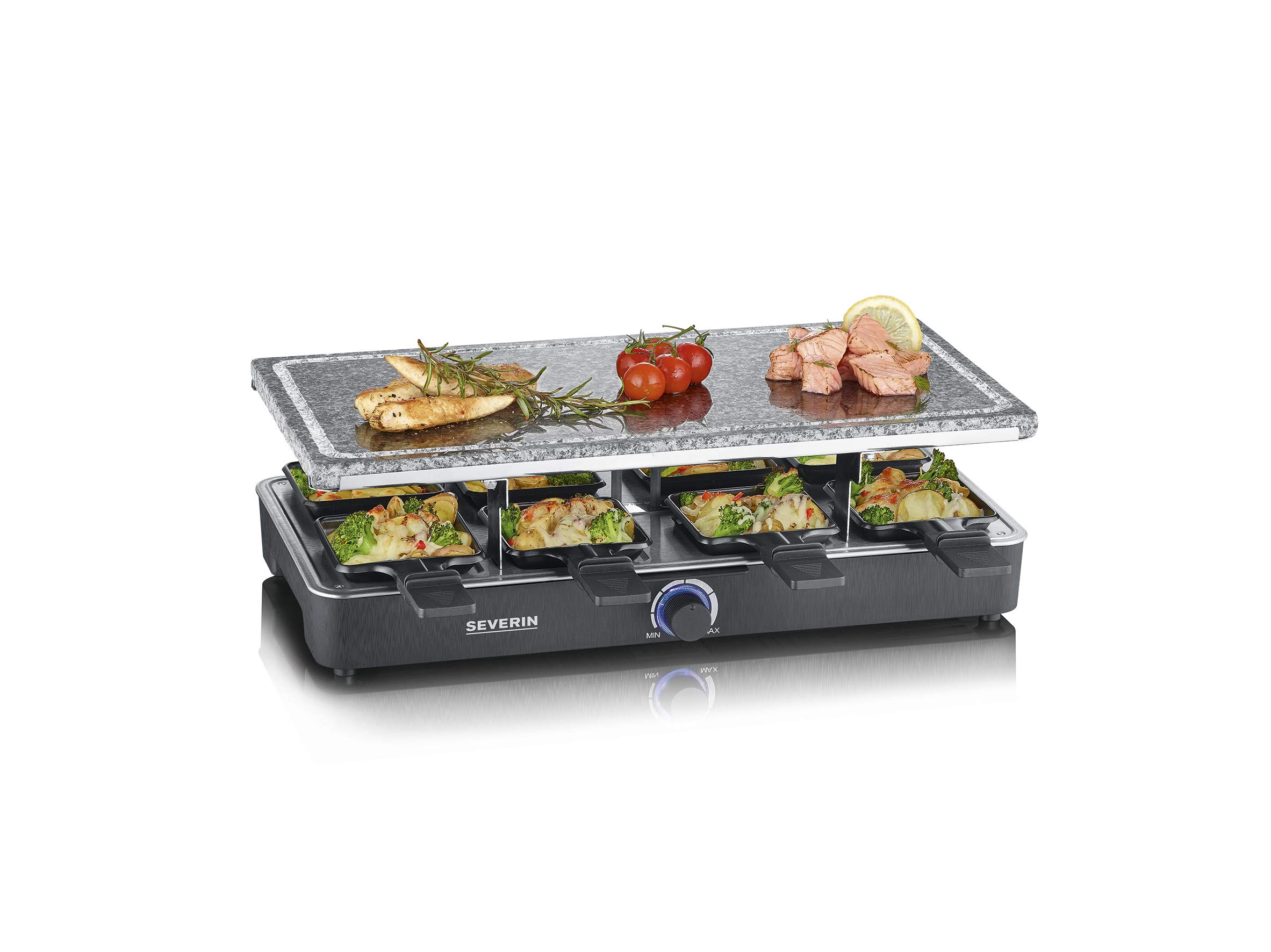 Severin Cibo divertente RG 2371 raclette pietra+piastra 8 padelline