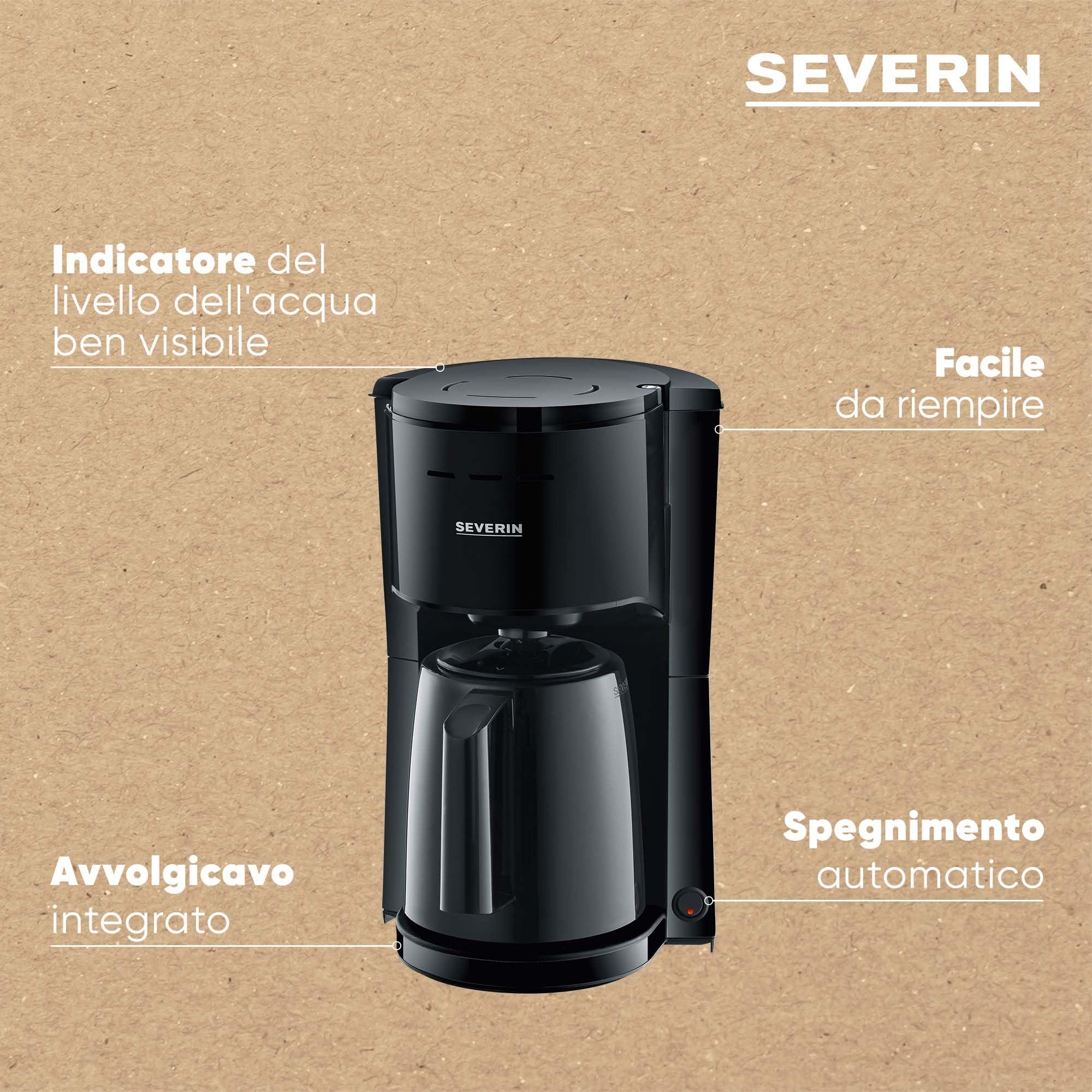 Severin KA 9306 caffettiera filtro caraffa termica 8 tazze