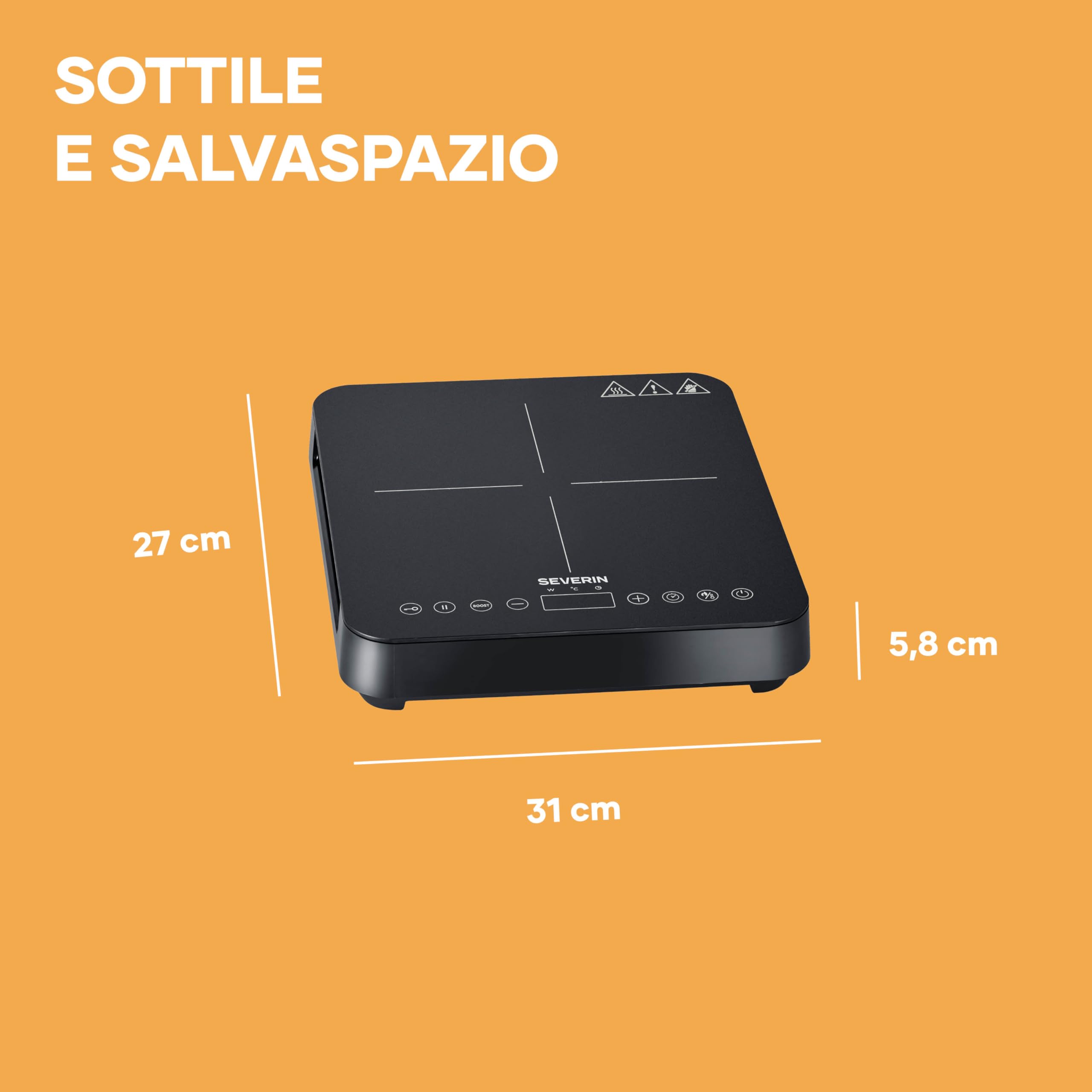 Severin KP 1026 Piastra a Induzione Singola 2000W Nero 22 cm