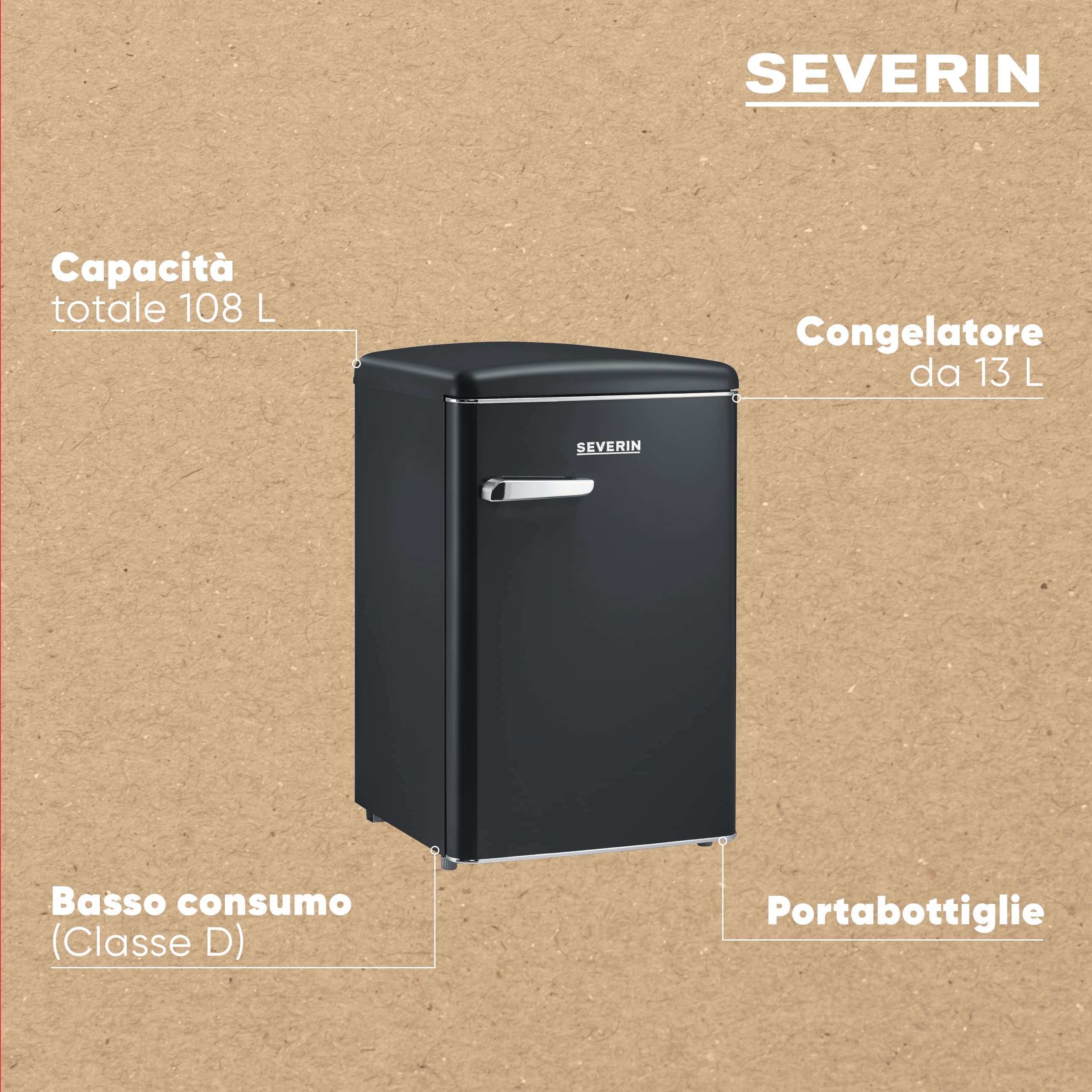 Severin RKS 8832 Mini Frigo Retrò 108L Nero