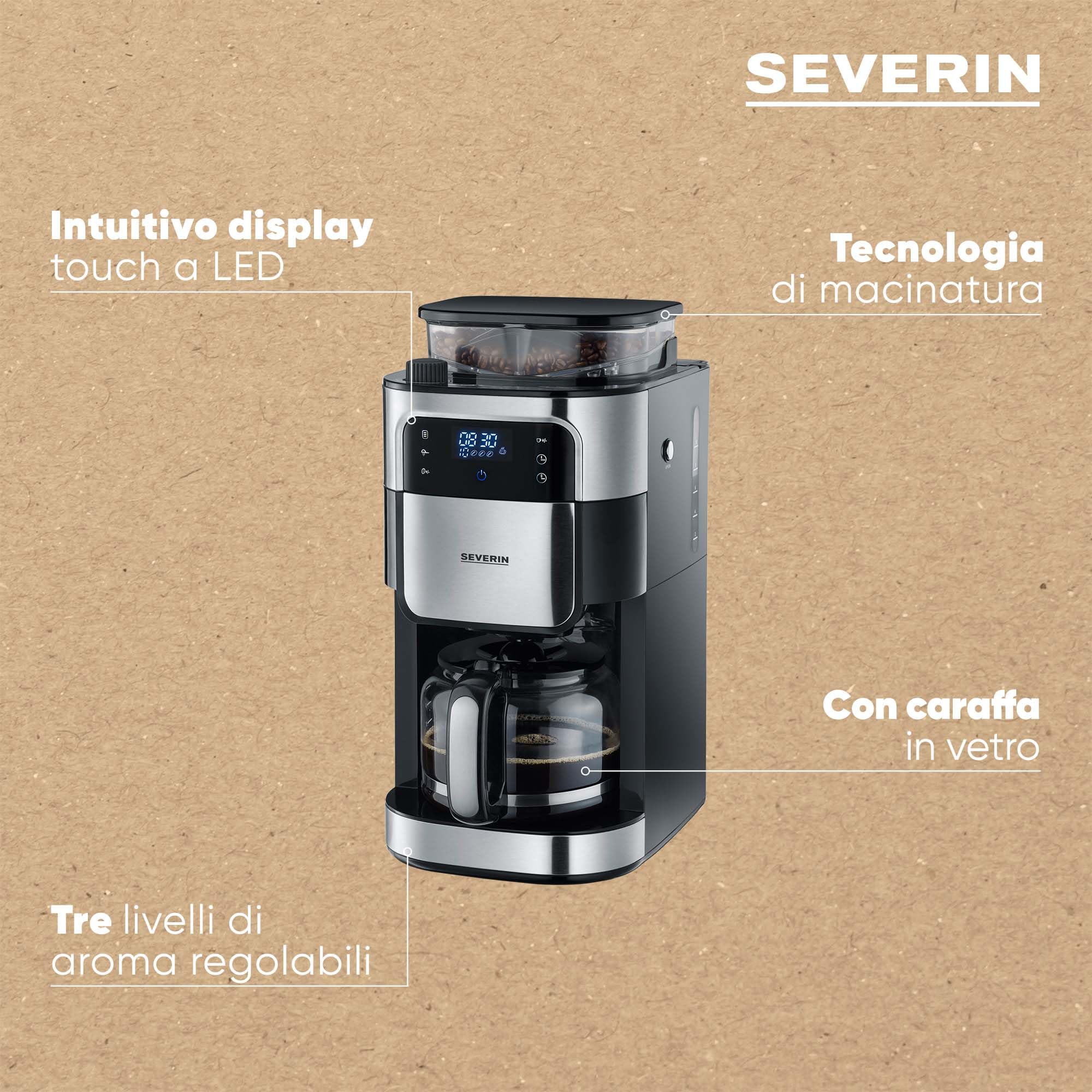 Severin KA 4813 Macchina Caffè Filtro 1,25L Touch LED