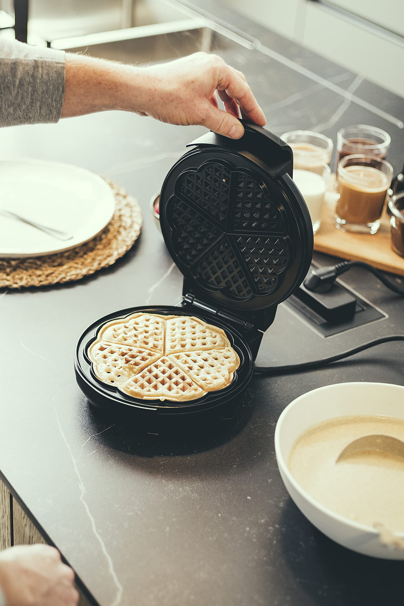 Severin WA 2103 macchina waffle cuore nero-inox 1300W