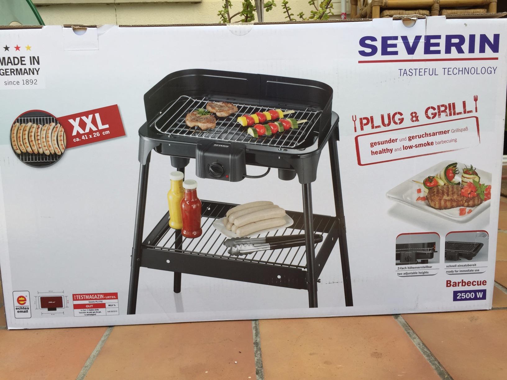 Severin PG 2792 barbecue elettrico 2500W nero con piedi