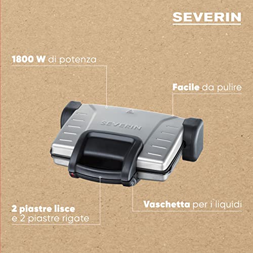 Severin KG 2389 Bistecchiera Elettrica 1800W Piastra 30x45 cm