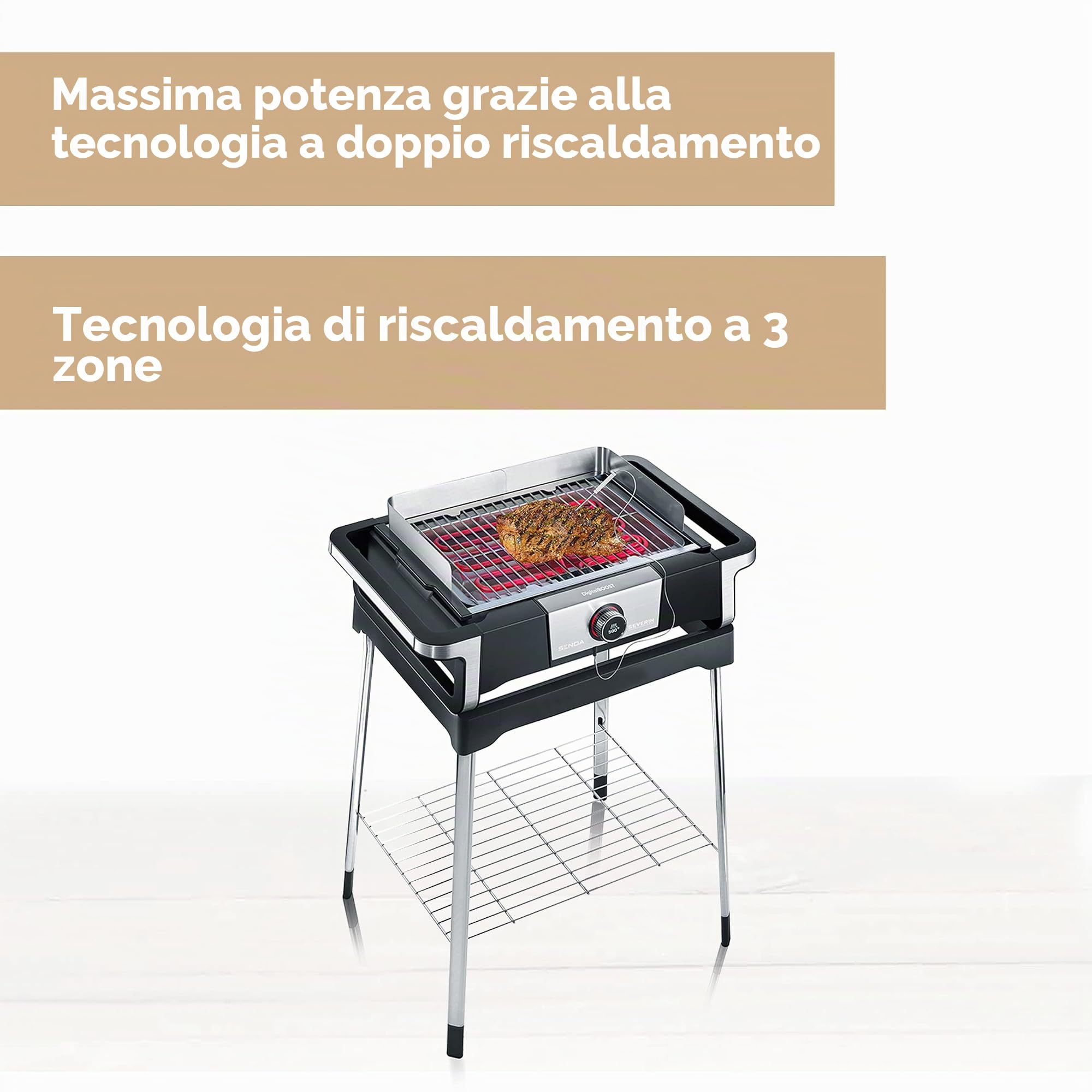 Severin Senoa PG 8118 Barbecue Elettrico con Supporto