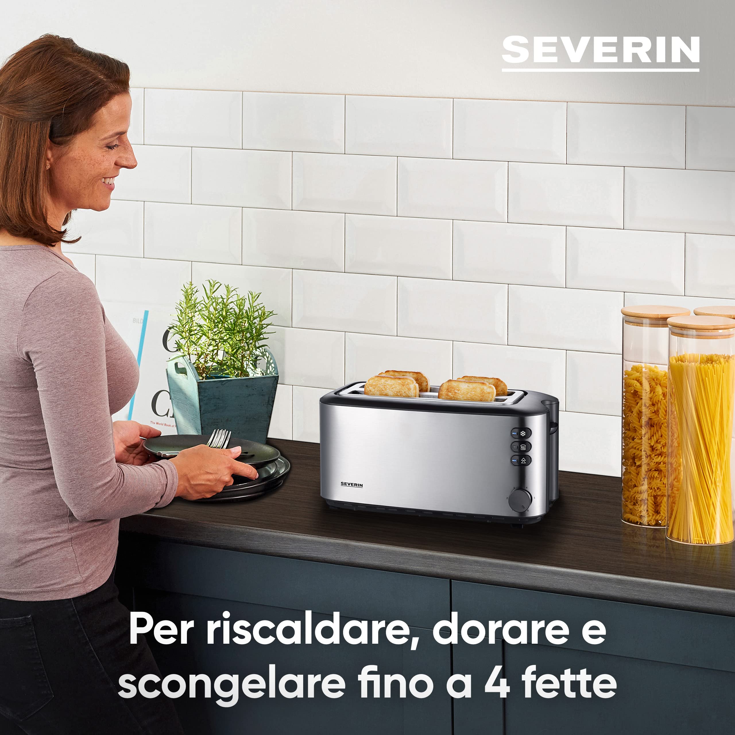 Severin AT 2509 Tostapane 4 Fette Acciaio Satinato 1400W