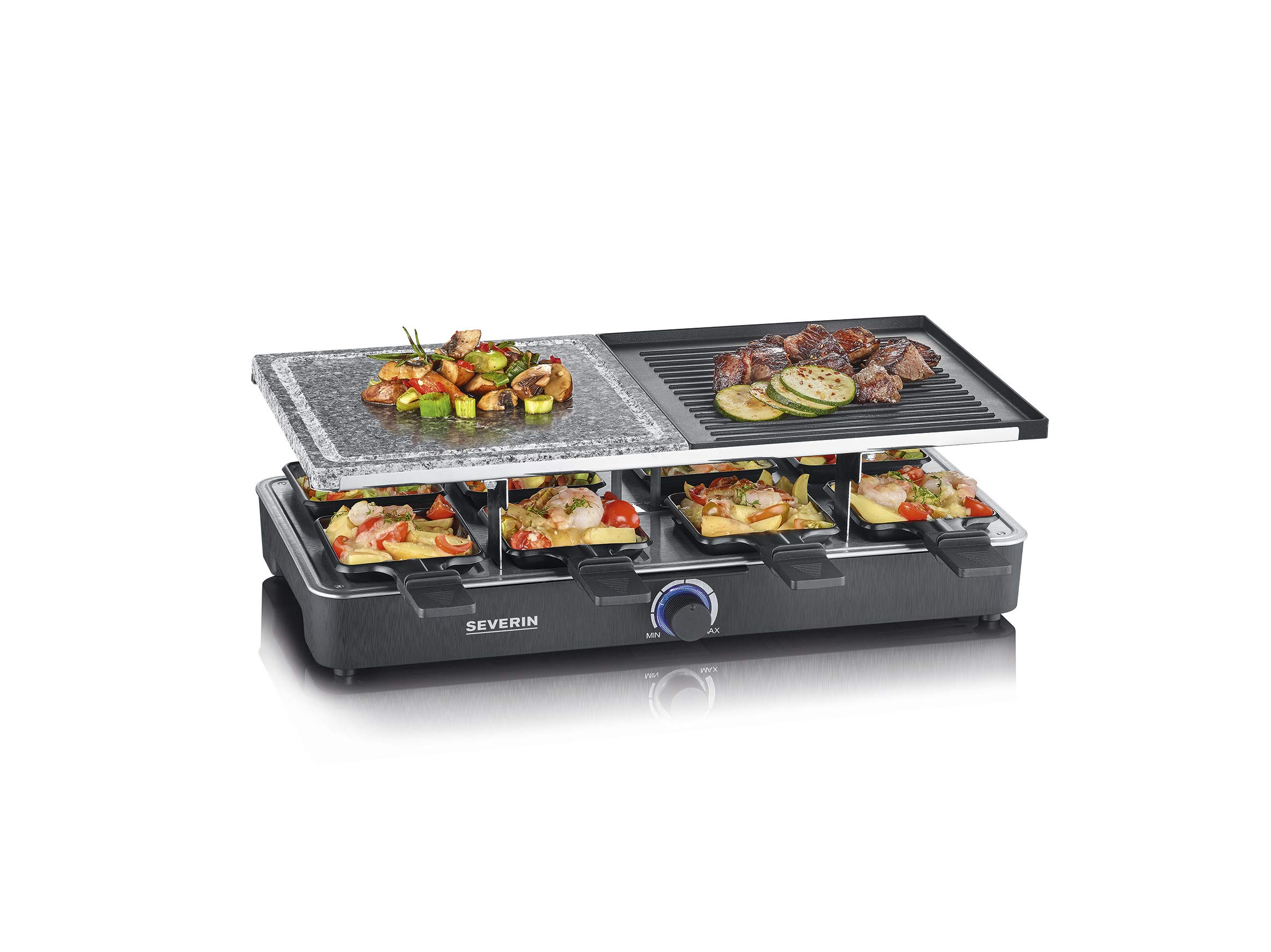 Severin Cibo divertente RG 2371 raclette pietra+piastra 8 padelline
