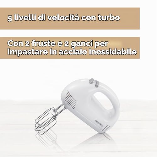 Severin HM 3827 Sbattitore Elettrico 200W 5 Velocità Acciaio