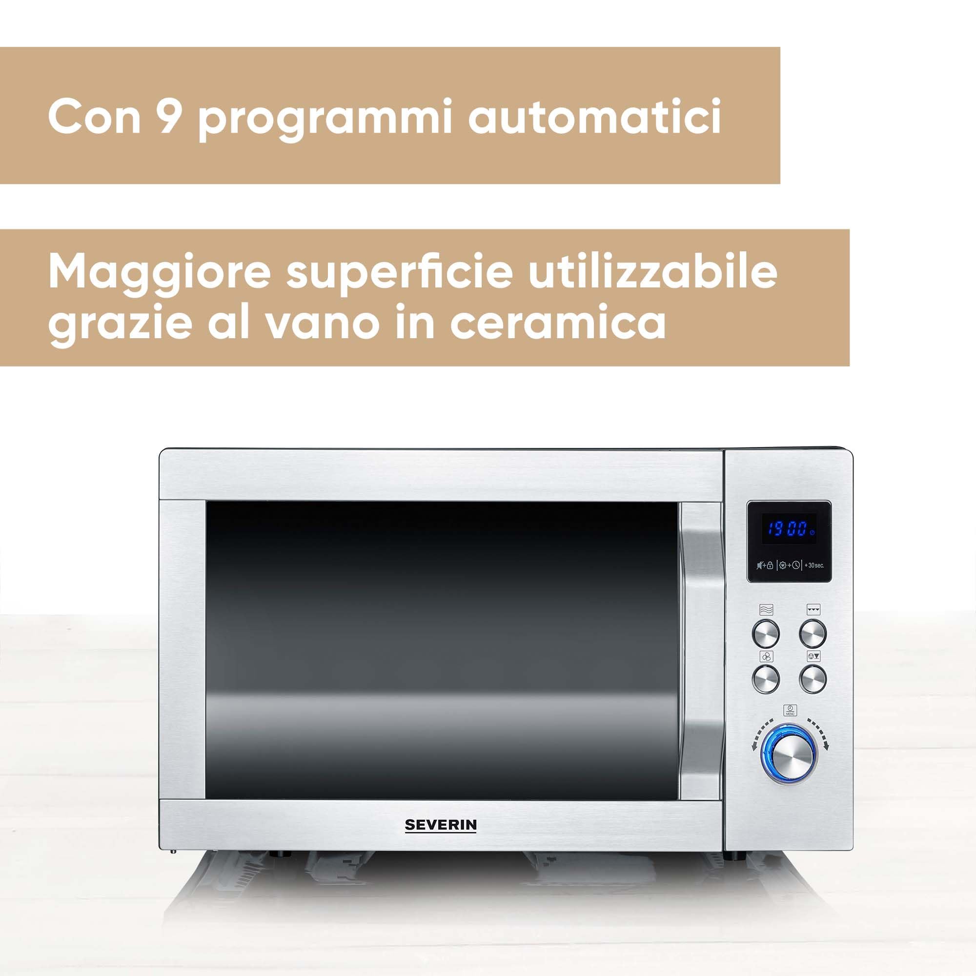 Severin MW 7777 microonde 3in1 grill aria calda nero inox