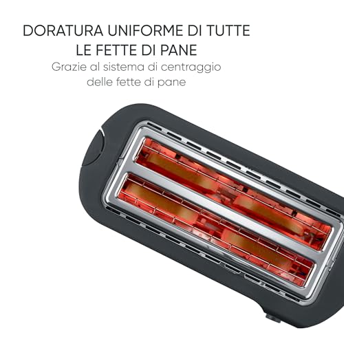 Severin AT 2591 Tostapane 4 Fette Nero Opaco Fessura Lunga