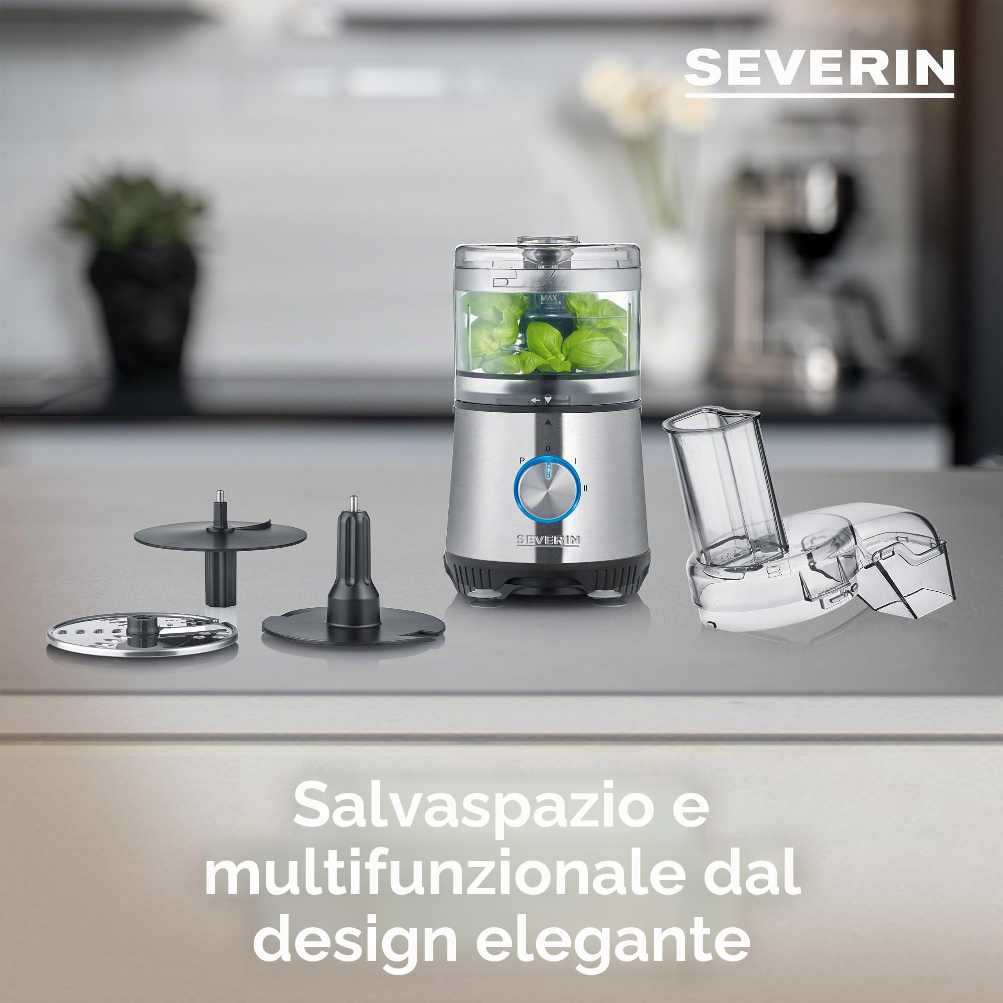 Severin KM 3865 Tritatutto Compatto Nero Acciaio 4 Lame