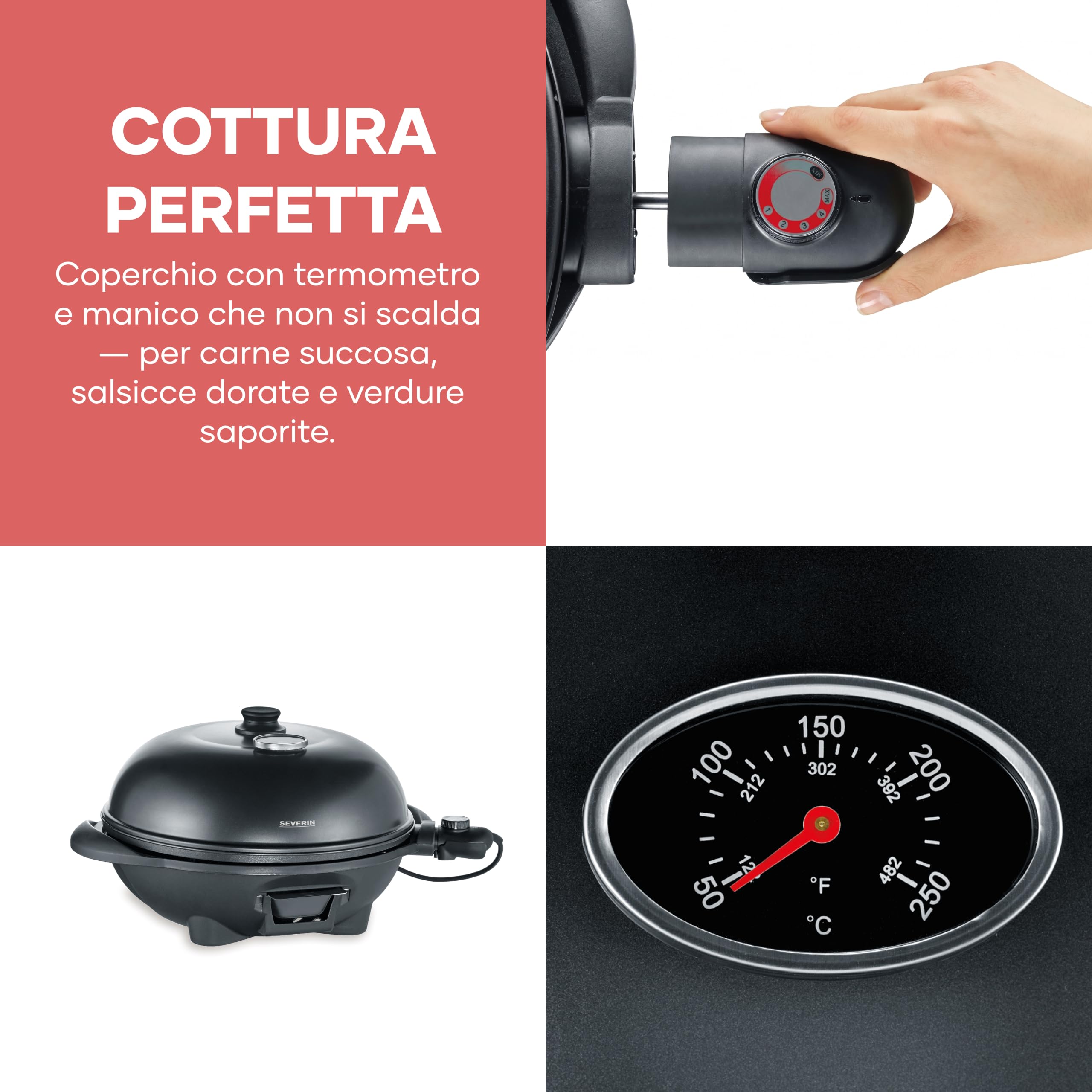 Severin PG 8541 Barbecue Elettrico 41cm 2000W Nero