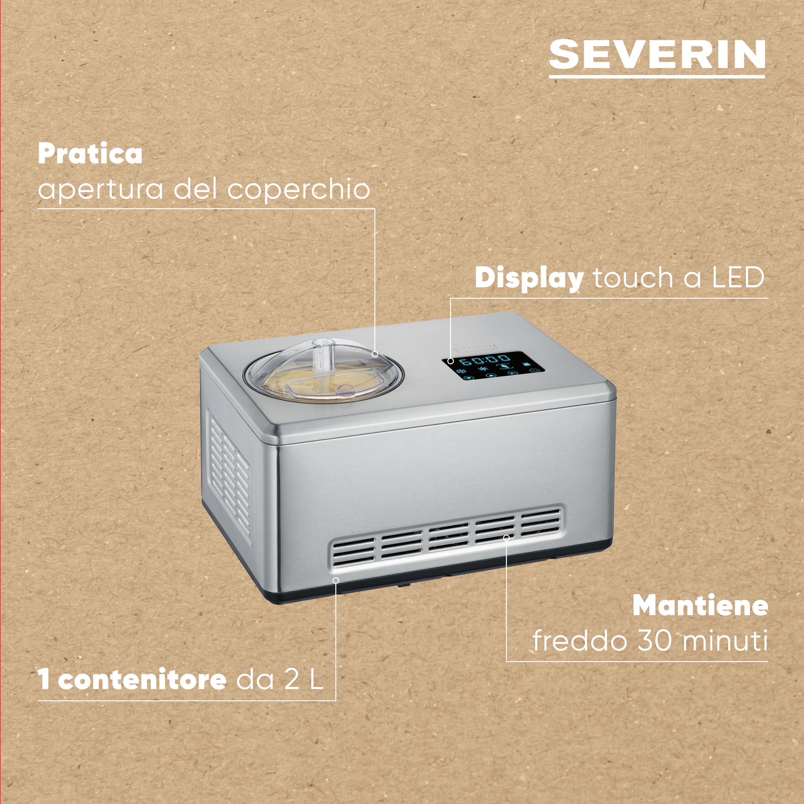 Severin EZ 7405 gelatiera autorefrigerante 2 L con compressore