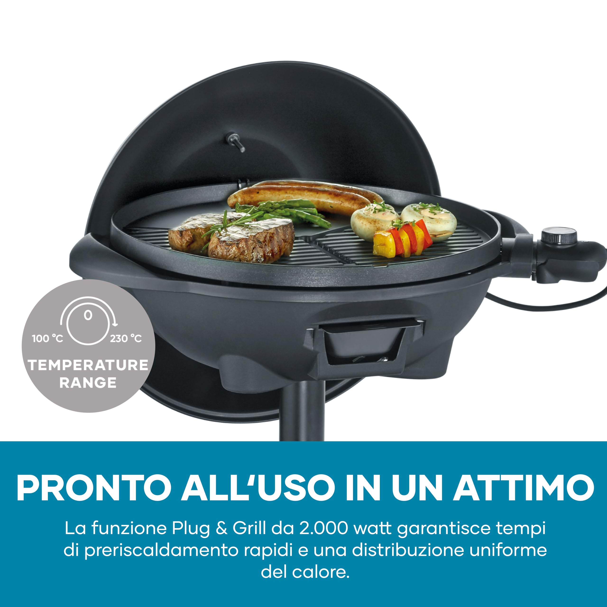 Severin PG 8541 Barbecue Elettrico 41cm 2000W Nero
