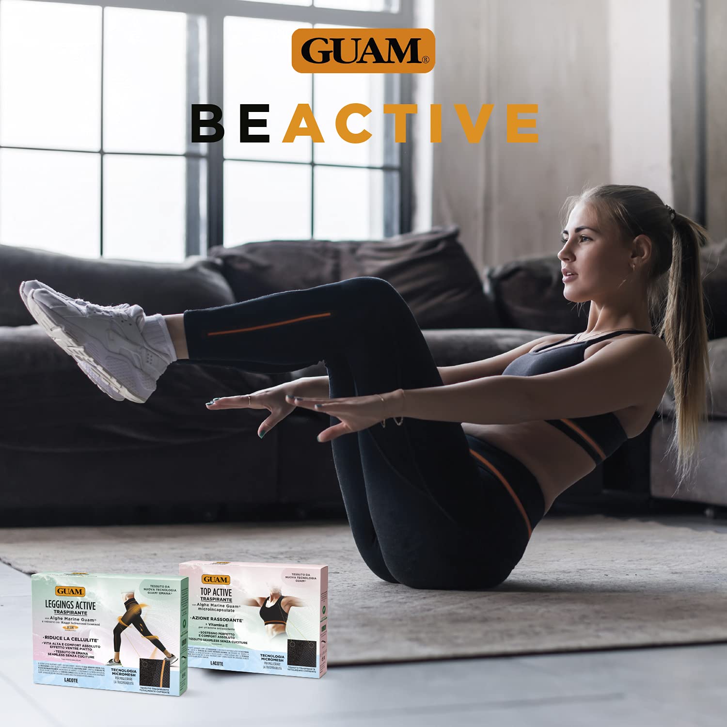 Guam Fibramar Leggings Attivi Traspiranti S-M Alghe Pancia Piatta