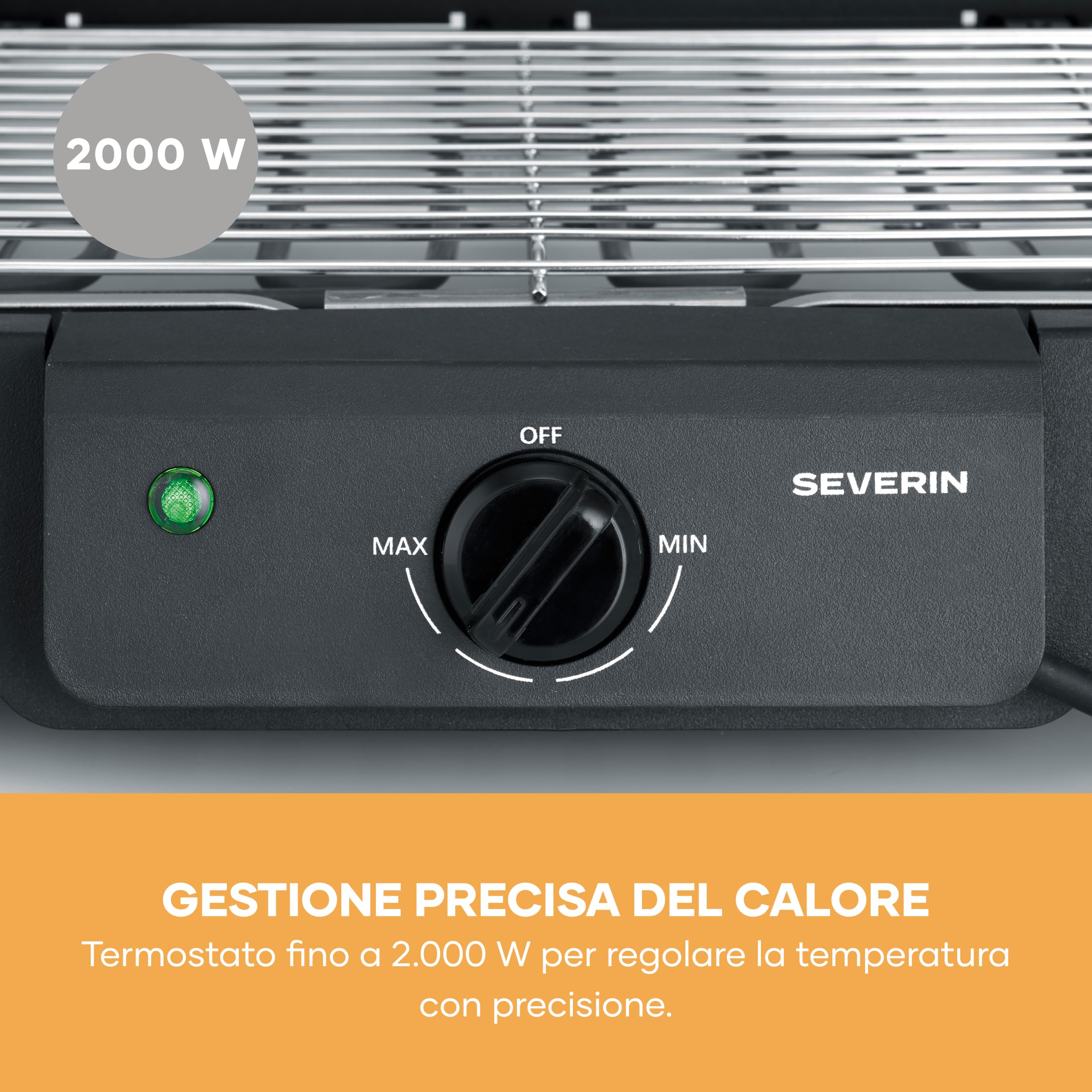 Severin 8594 Barbecue Elettrico Supporto Inox 2000W 38x22cm