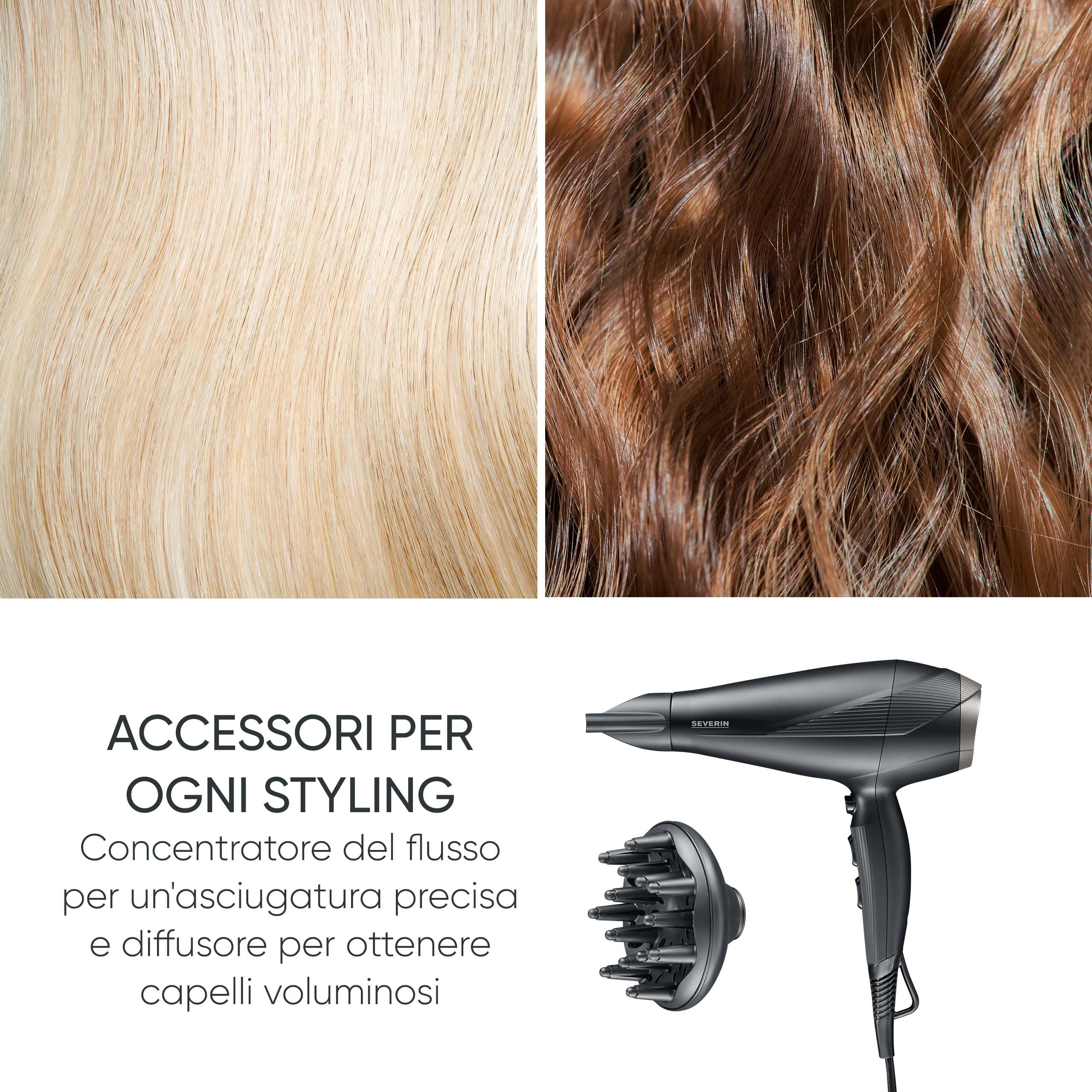 Severin HT 0167 asciugacapelli professionale 2300W nero ionico