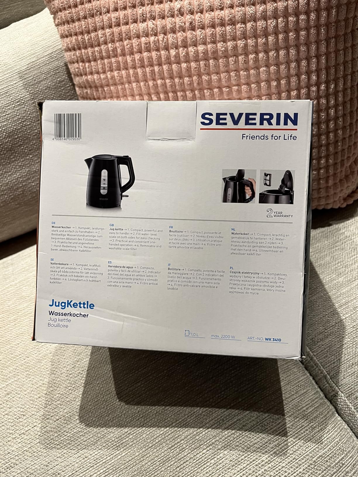 Severin WK 3411 Bollitore Elettrico 1 L Bianco filtro