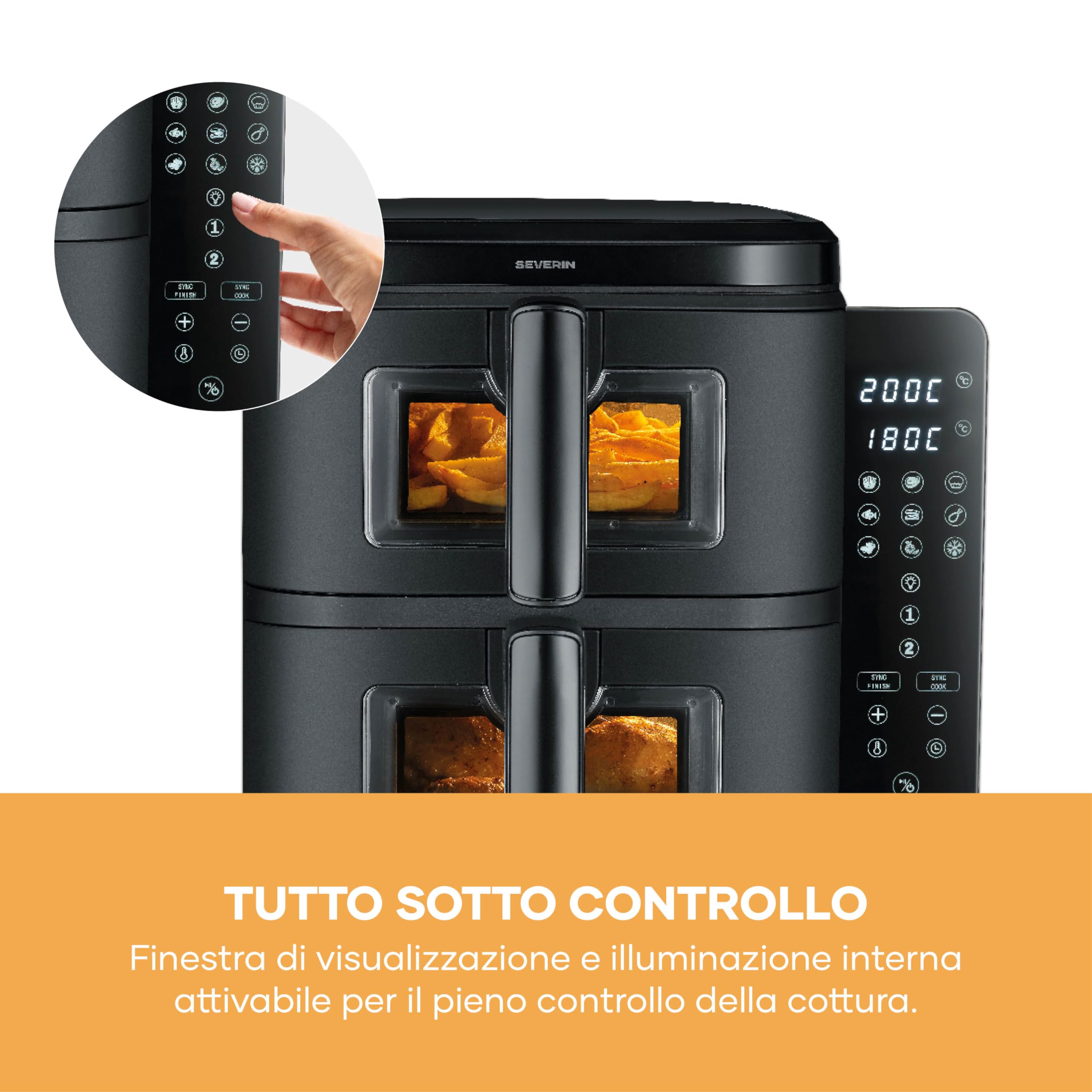 Severin FR 9598 friggitrice ad aria 11L Duo Stack 2800W 9 programmi