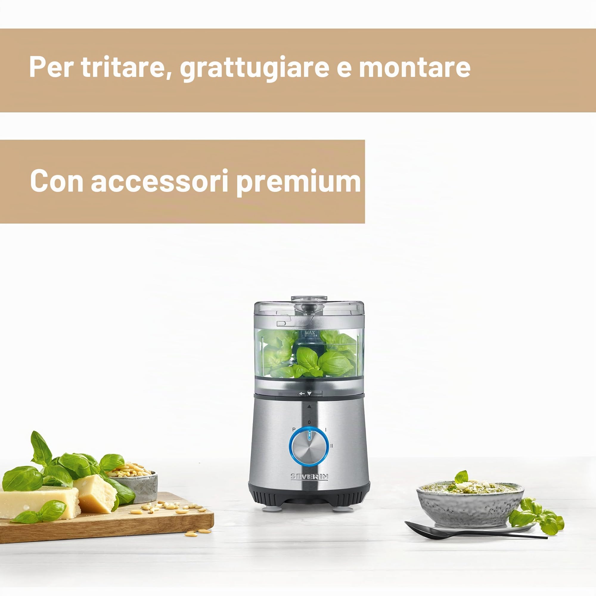 Severin KM 3865 Tritatutto Compatto Nero Acciaio 4 Lame