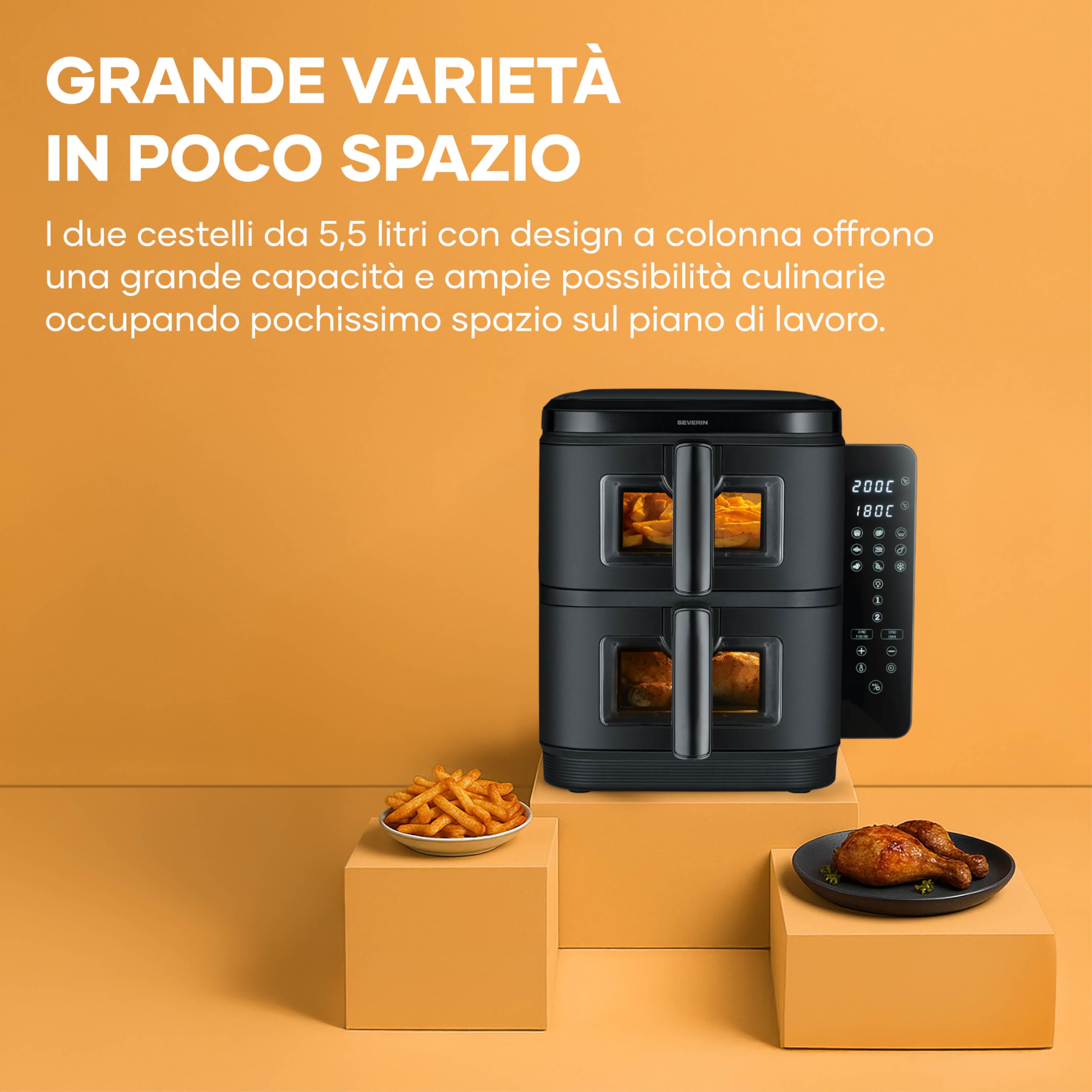 Severin FR 9598 friggitrice ad aria 11L Duo Stack 2800W 9 programmi