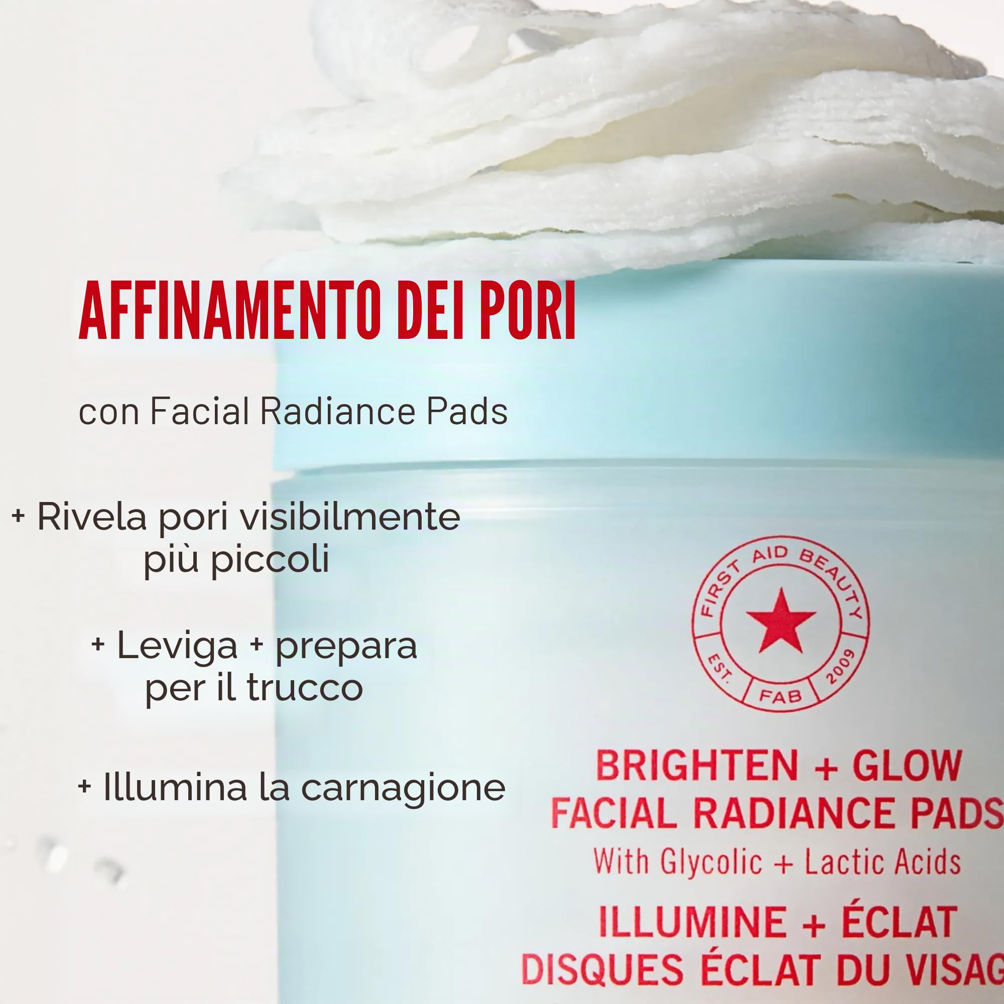 First Aid Beauty Glow dischetti viso 28pz AHA giornalieri