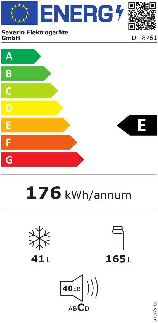 SEVERIN DT 8761 frigorifero doppia porta 197 L LED 40 dB