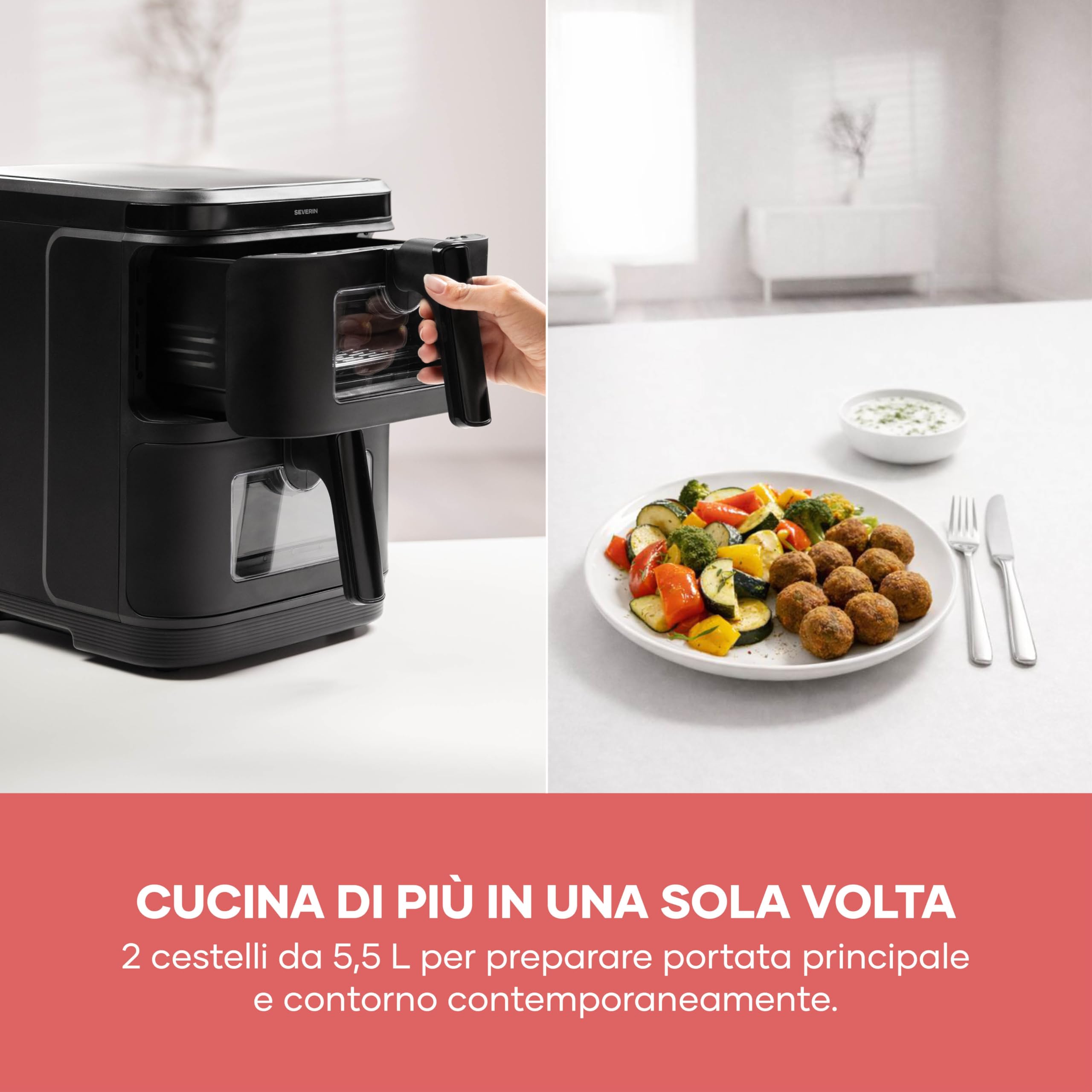 Severin FR 9598 friggitrice ad aria 11L Duo Stack 2800W 9 programmi