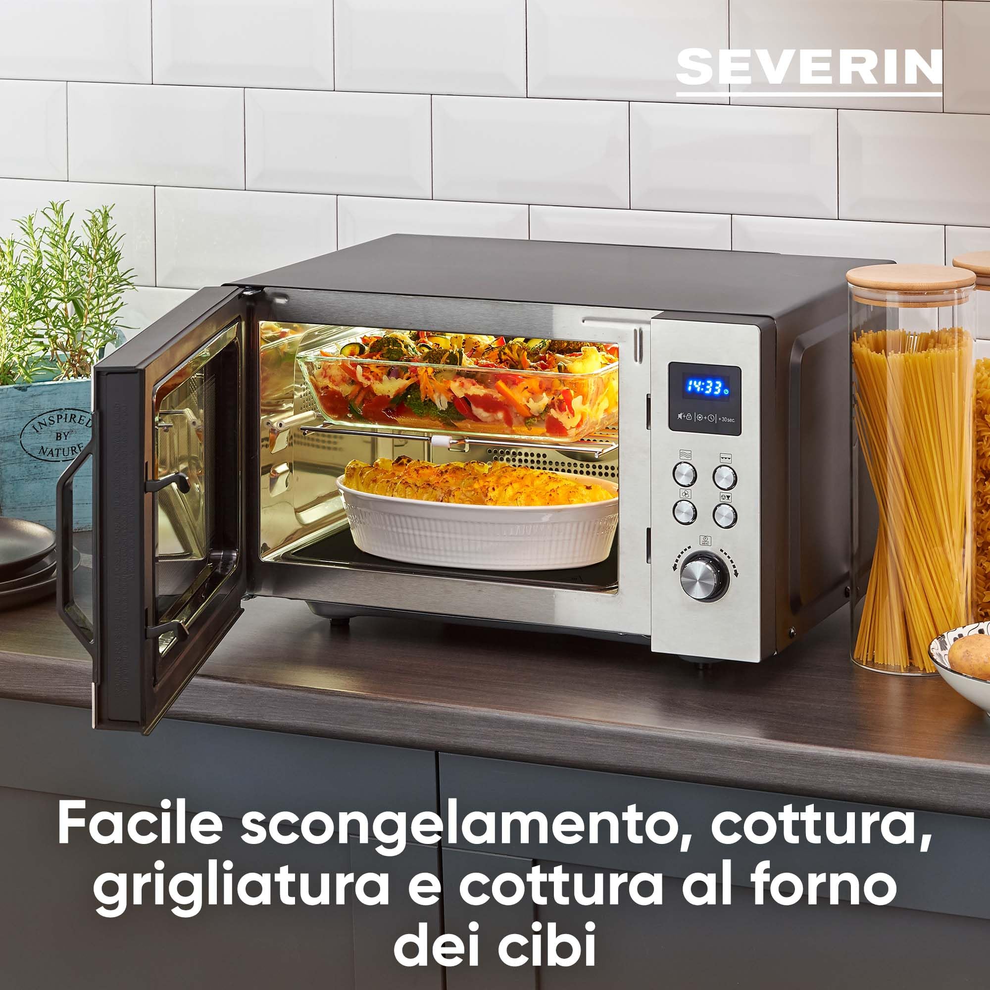 Severin MW 7777 microonde 3in1 grill aria calda nero inox