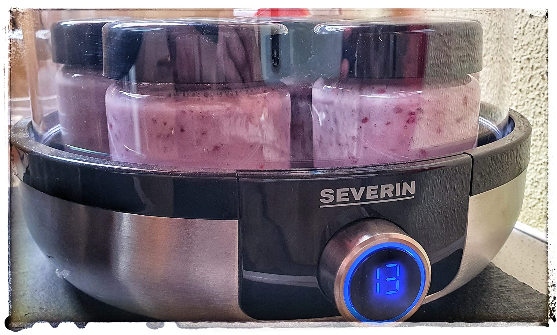 Severin JG 3521 Yogurtiera 7 Vasetti Vetro Display LED Nero