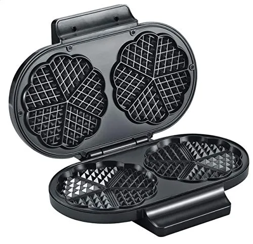 Severin WA 2106 Piastra Waffle Doppia a Cuore Nero