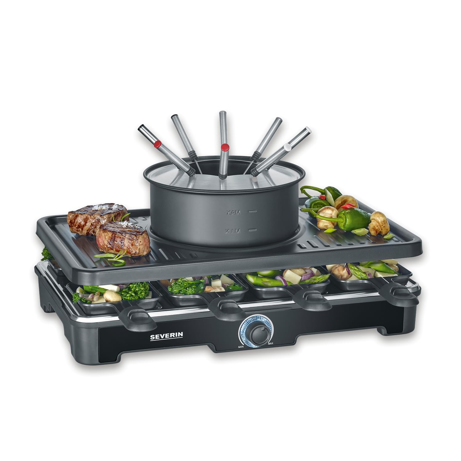 Severin RG 2347 Raclette Grill Fonduta 2in1 8 Persone