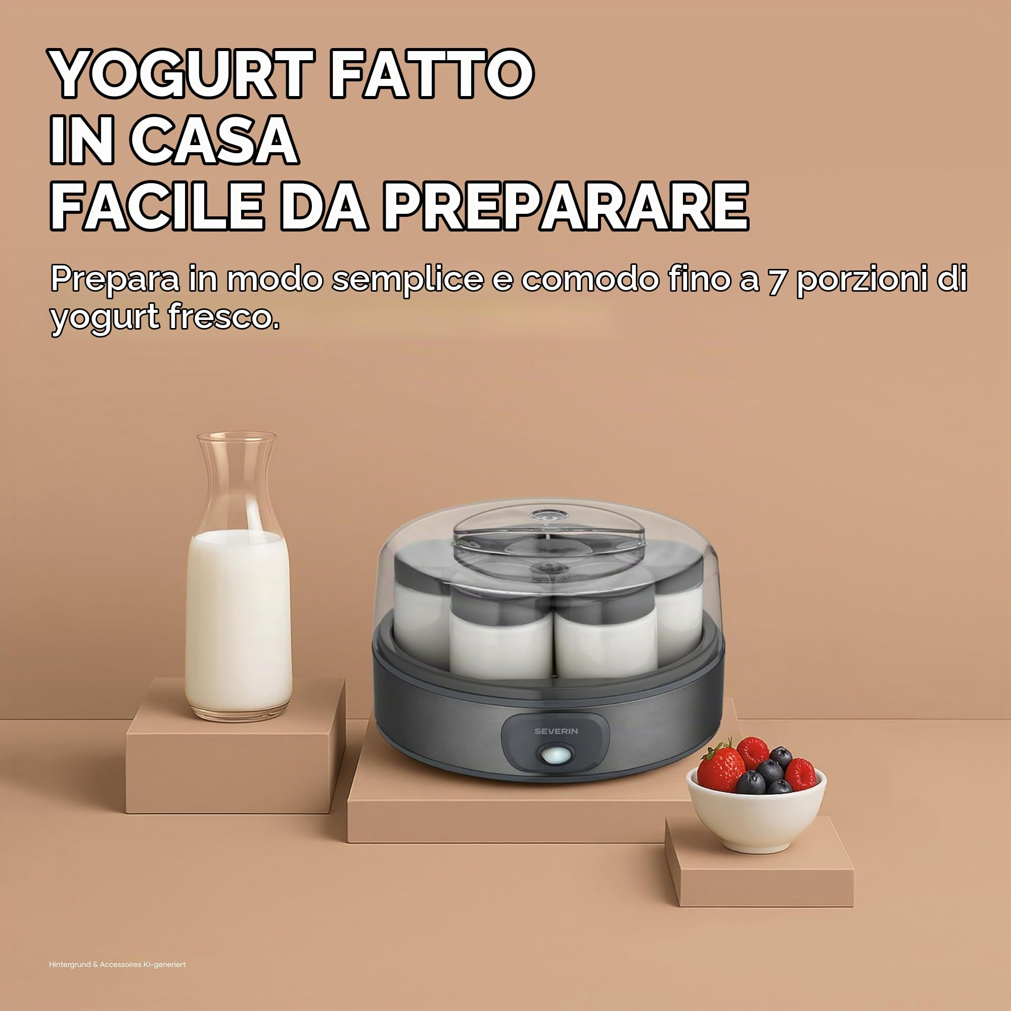 Severin JG 3510 yogurtiera elettrica grigio 7 vasetti stile greco