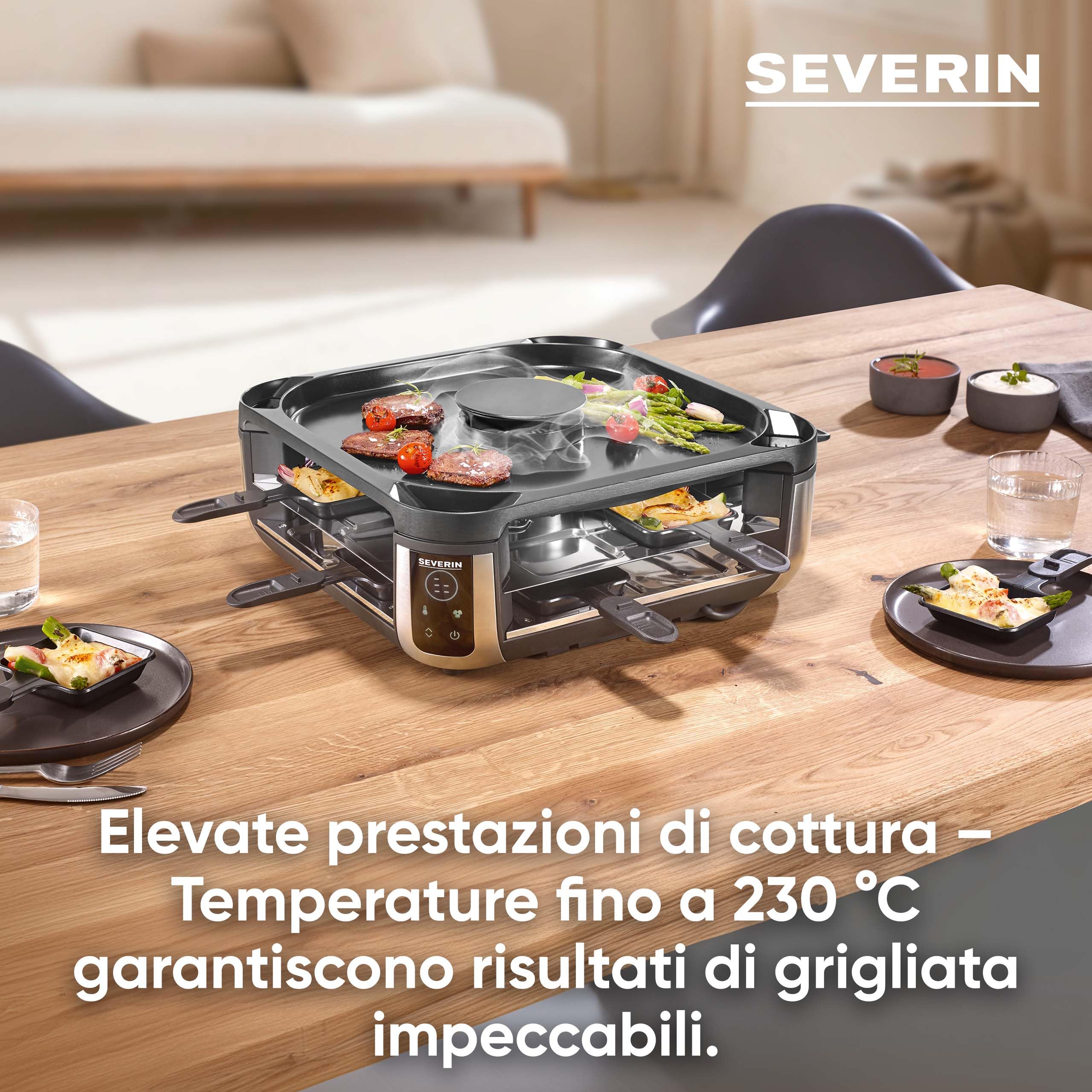 Severin RG 2350 raclette grill 8 padelline 1900W senza fumo