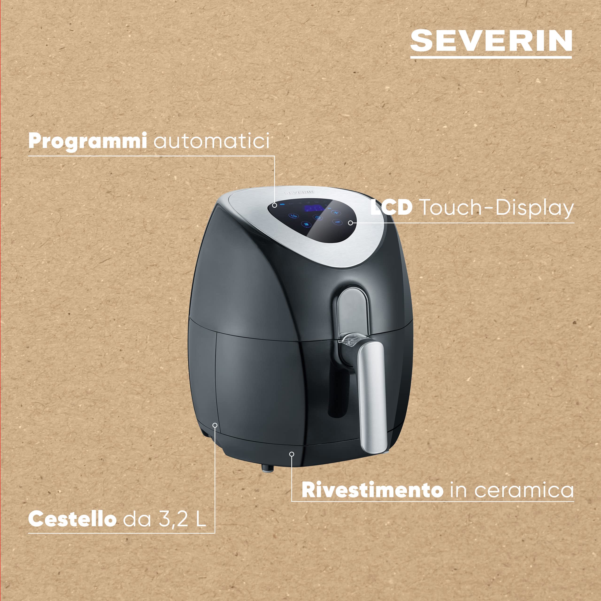 Severin FR 2430 Friggitrice ad Aria 3.2L Nera 1500W
