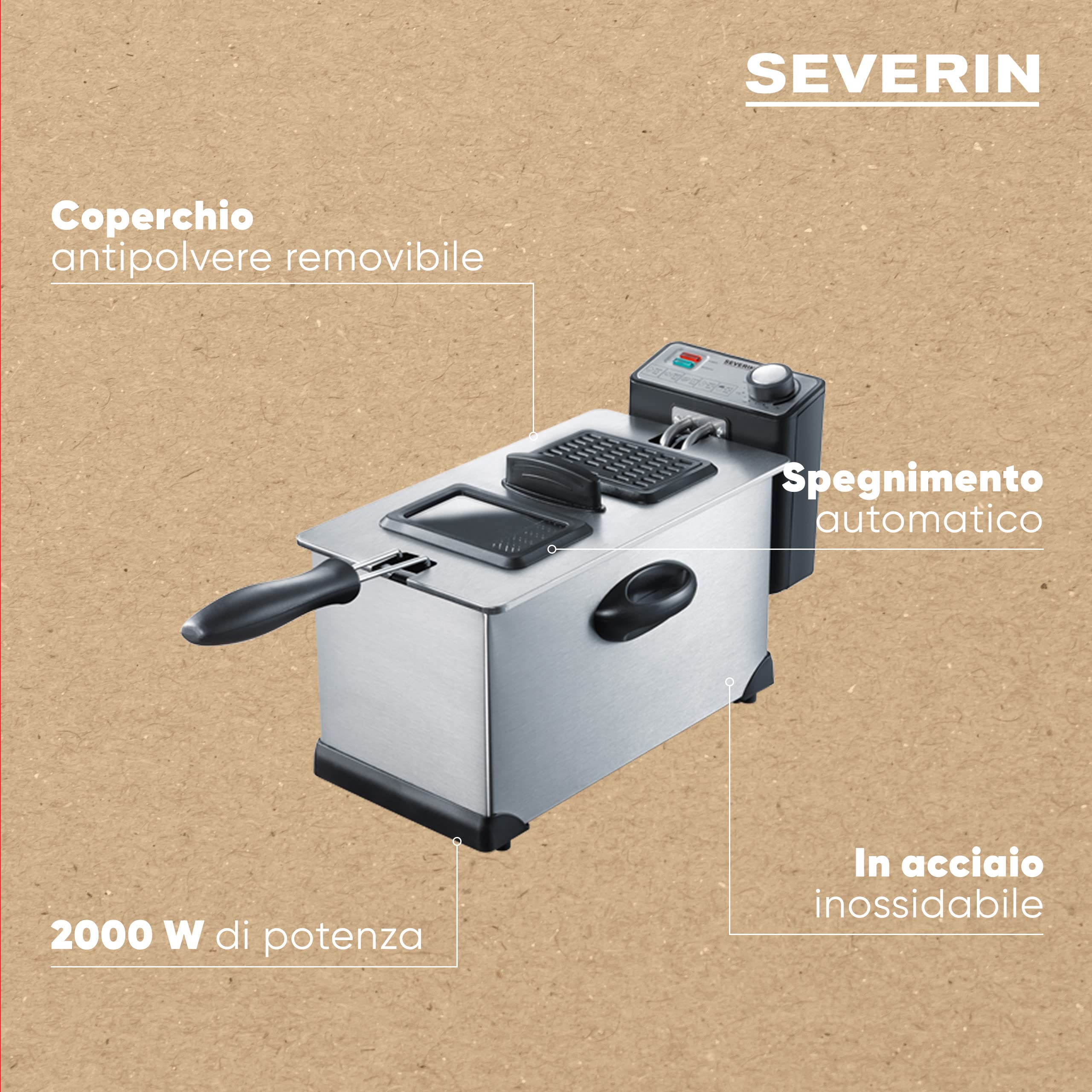 Severin FR 2431 friggitrice elettrica 3 litri inox