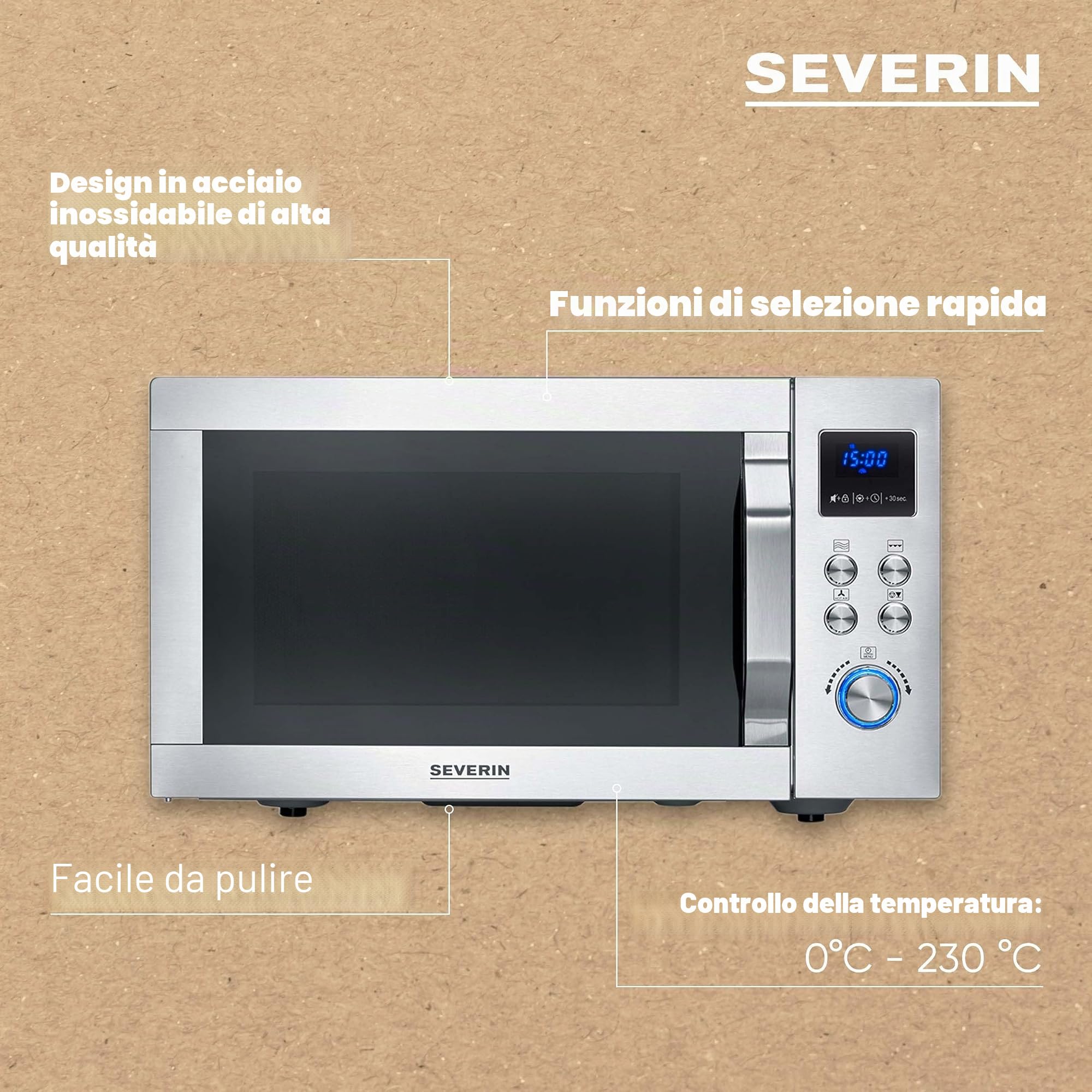 Severin MW 7918 Microonde Grill 900W Acciaio