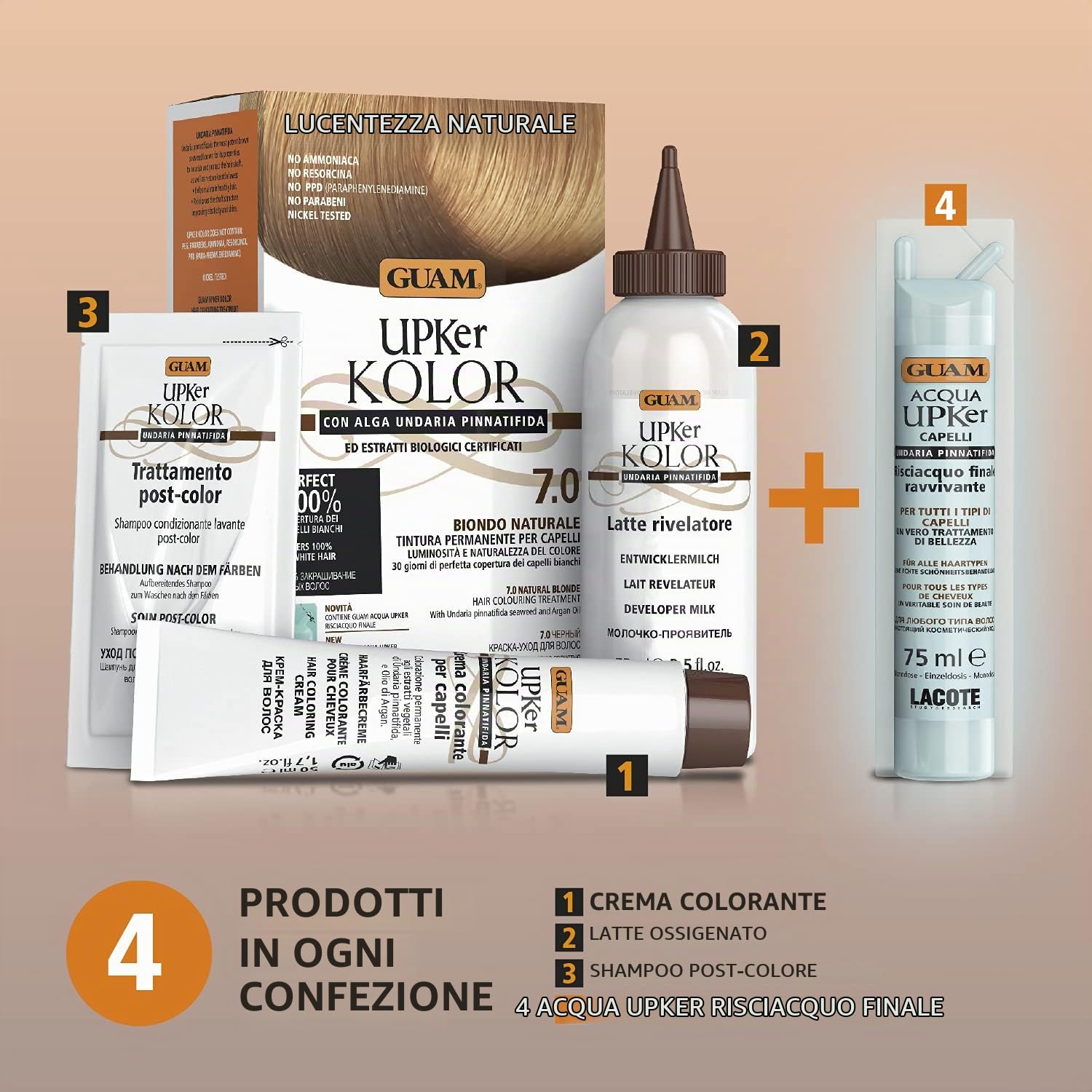 Guam Upker Kolor 4.0 tinta capelli castano naturale bianchi
