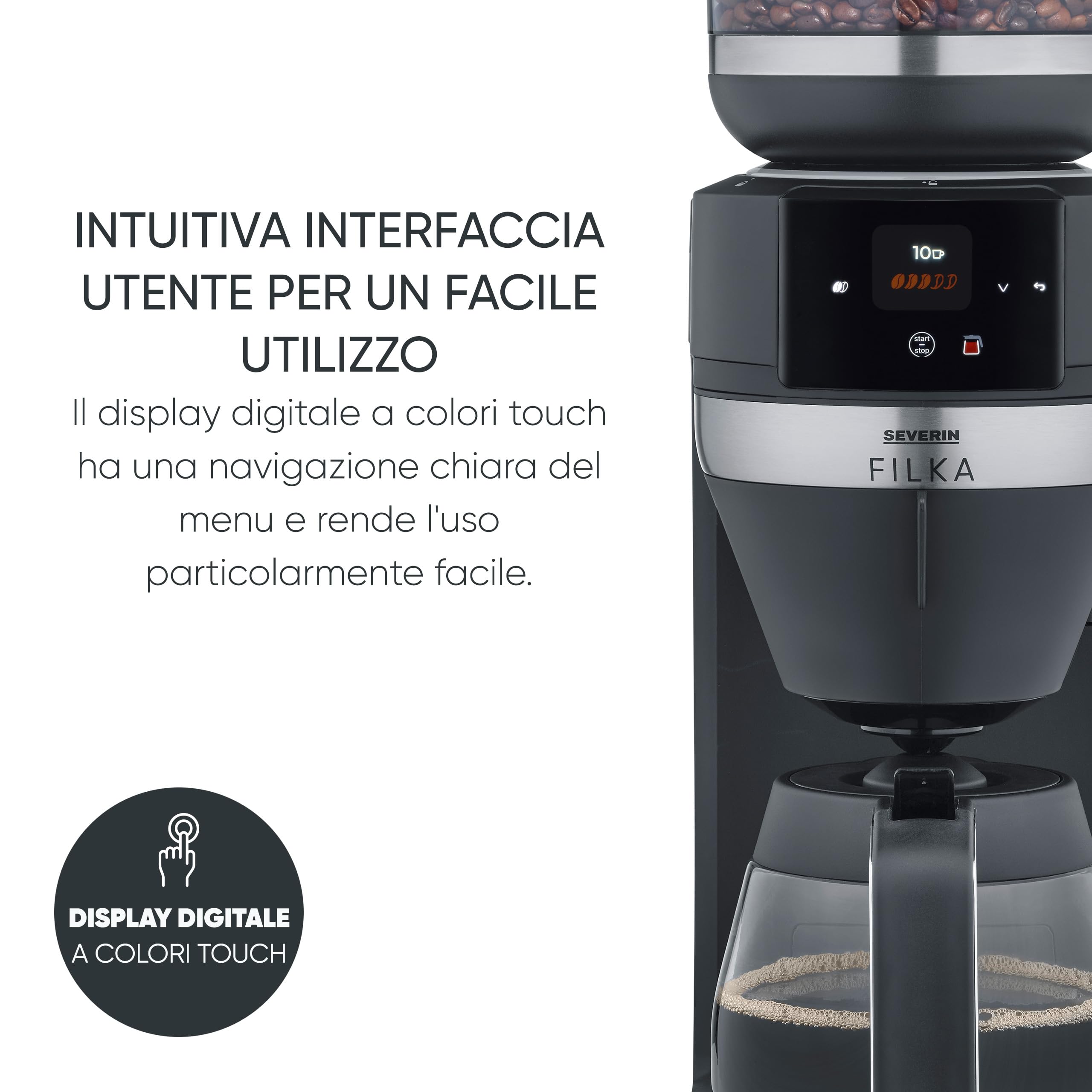 Severin FILKA KA 9694 caffettiera filtro caraffa vetro macinino