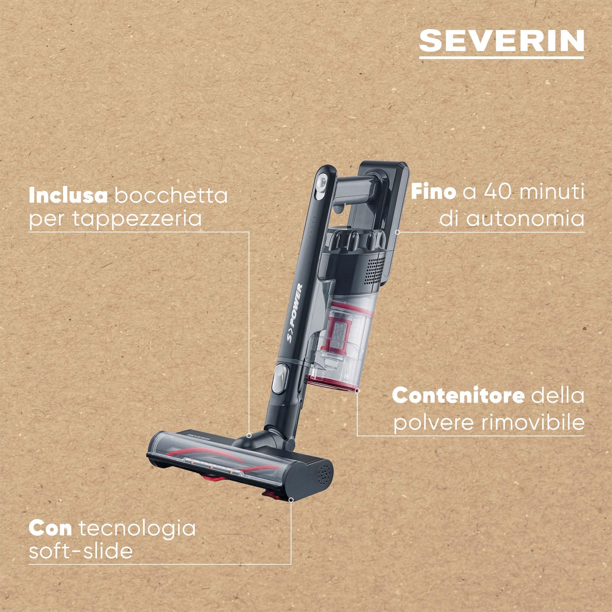 Severin HV 7154 scopa elettrica senza filo 25,2 V nero rosso