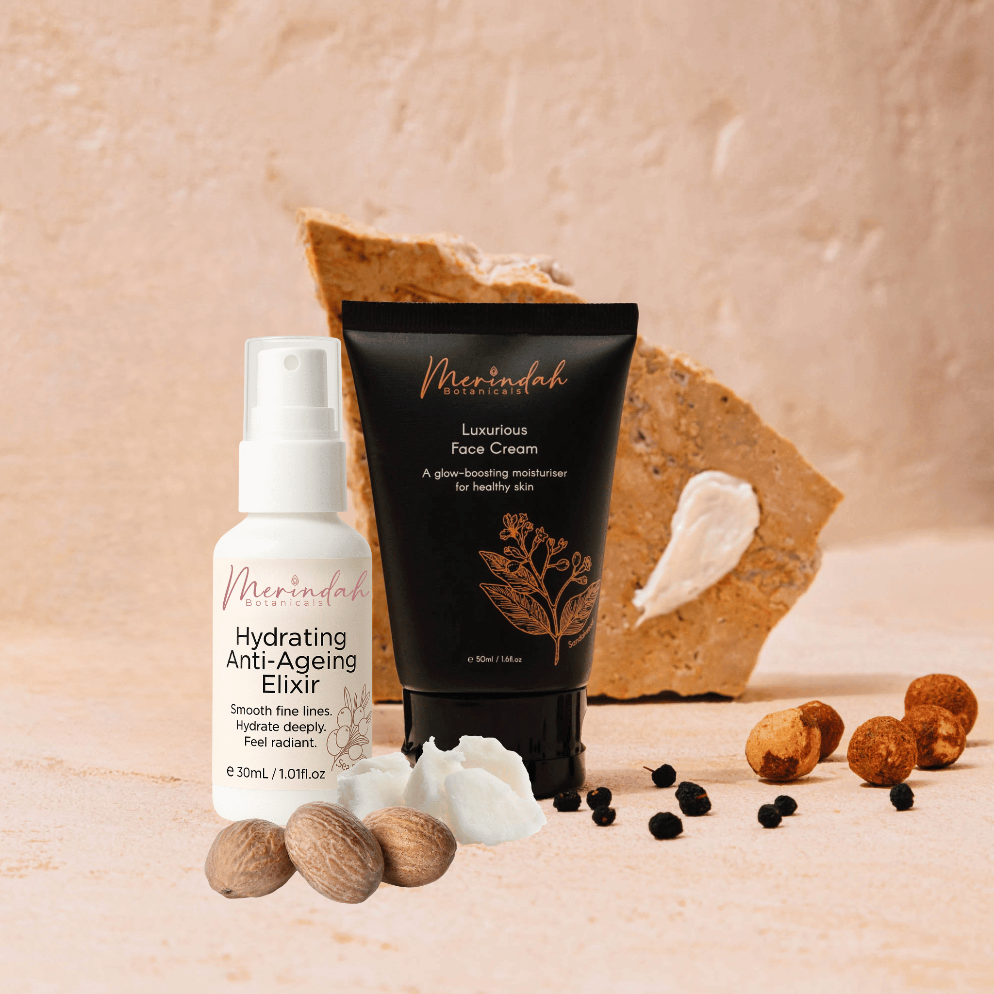 Merindah Botanicals Hydration Duo set viso elisir 30 ml crema 50 ml
