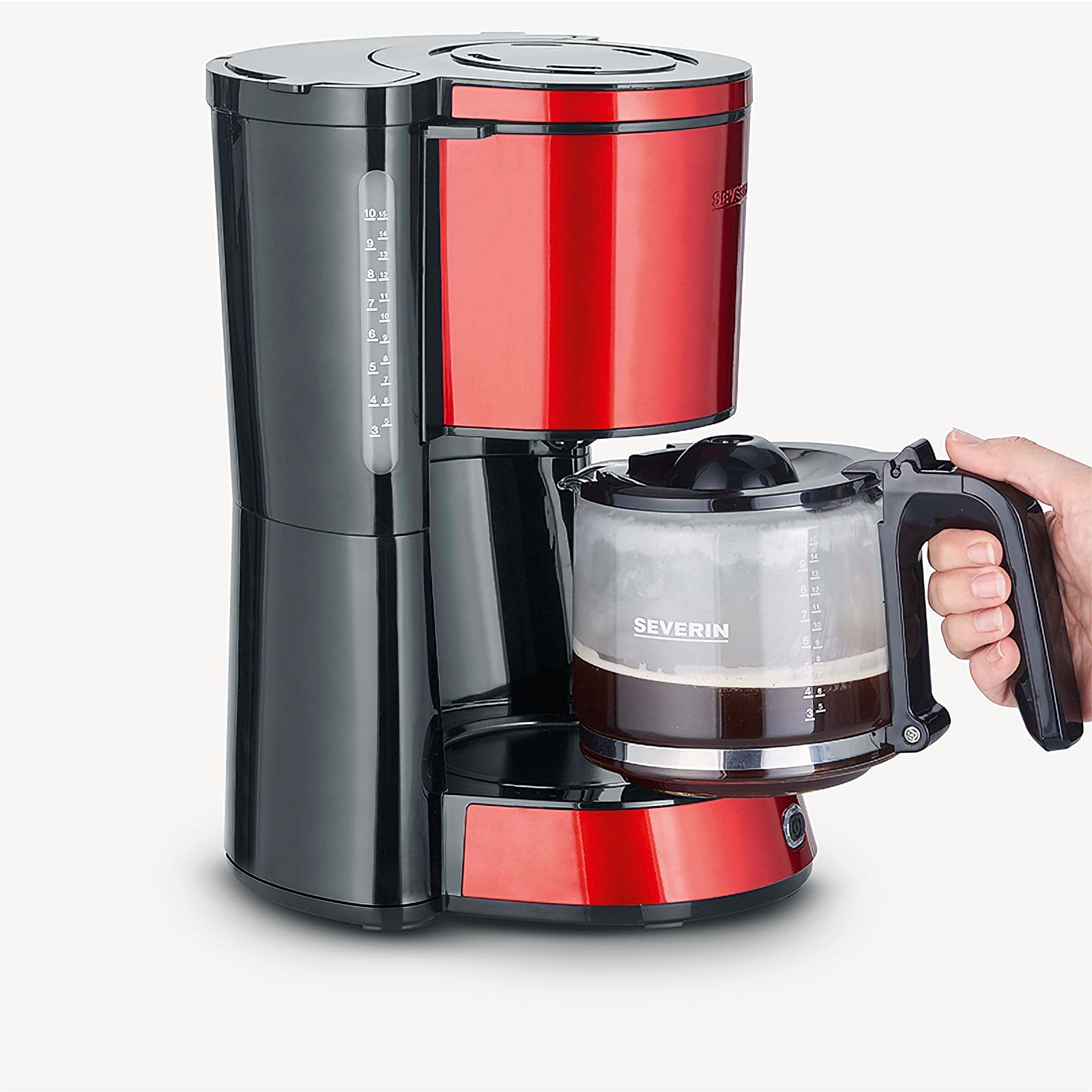 Severin KA 4817 caffettiera filtro 10 tazze rosso nero