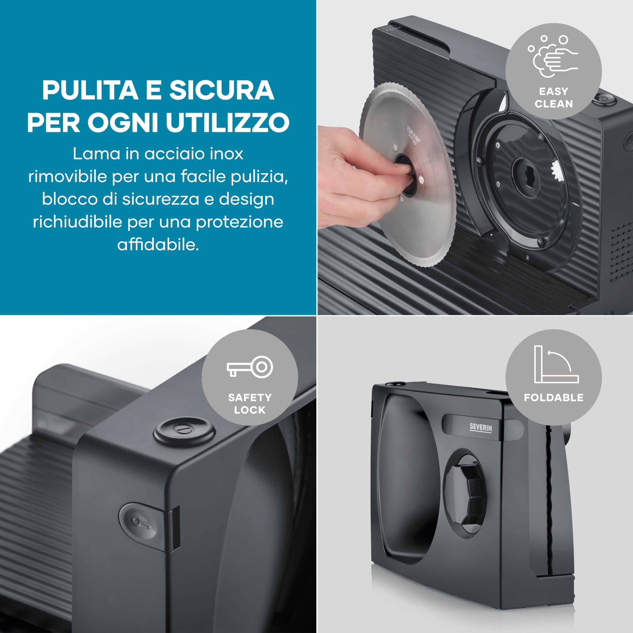 Severin AS 9595 Affettatrice Universale Nero 0-15 mm