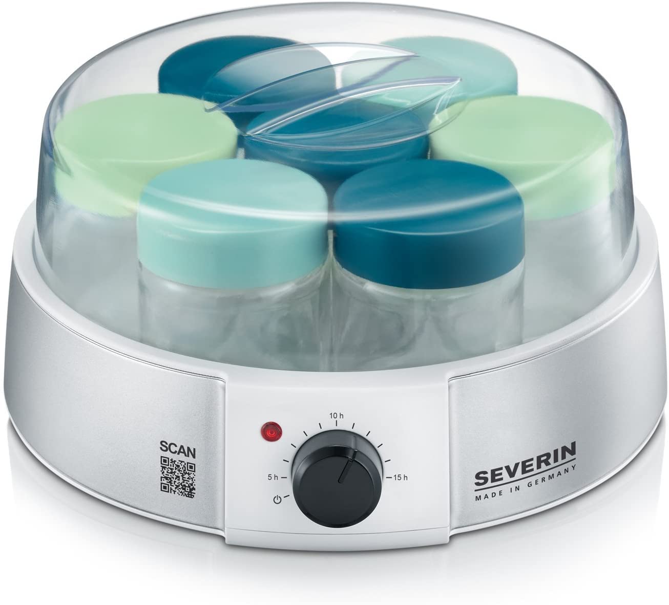 Severin JG 3516 Yogurtiera 7 Vasetti Vetro 150ml Bianco 13W
