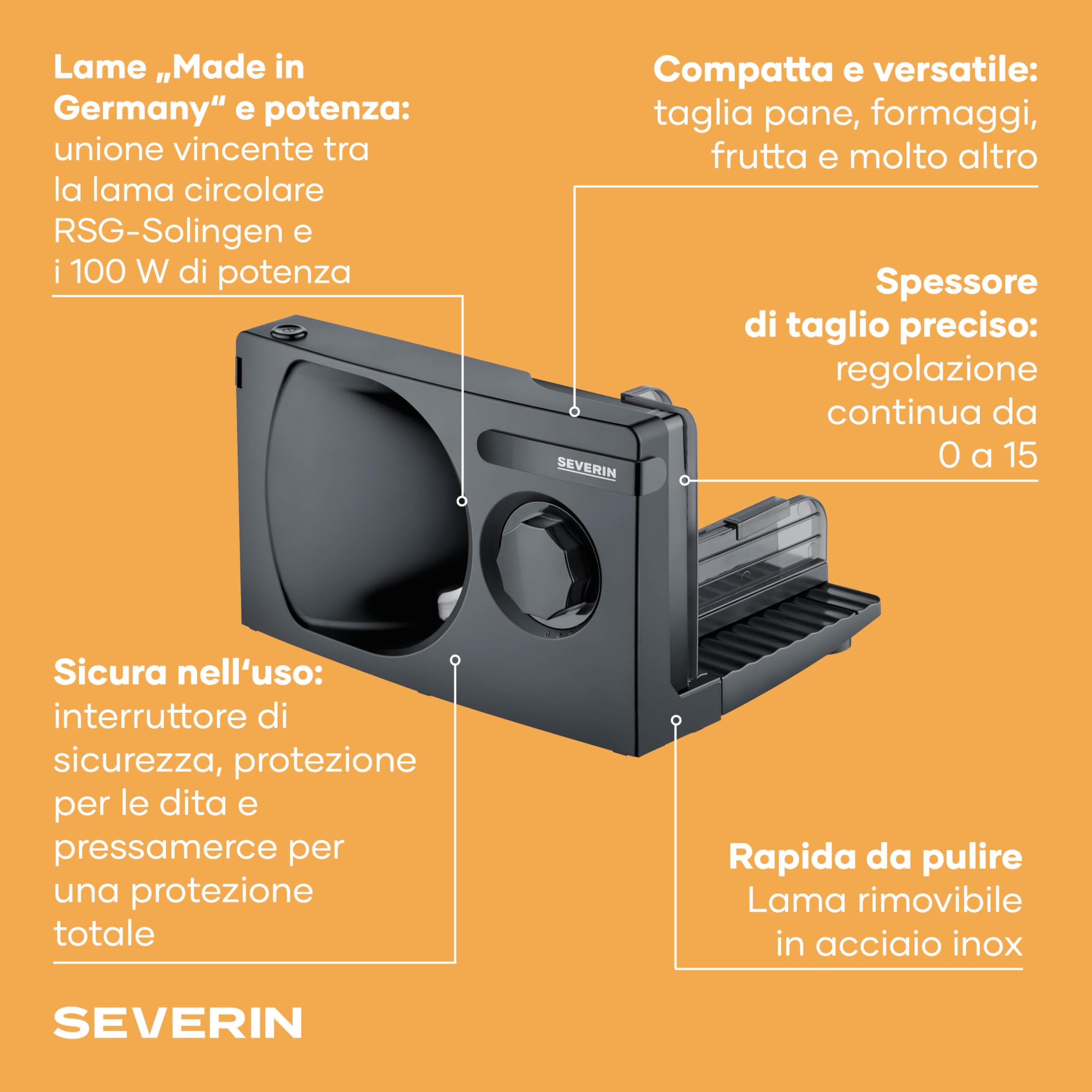 Severin AS 9595 Affettatrice Universale Nero 0-15 mm
