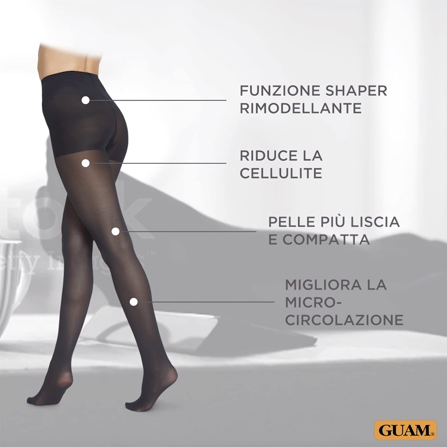 Guam Fibramar Collant Body Control 50 Denari Nero 40-42