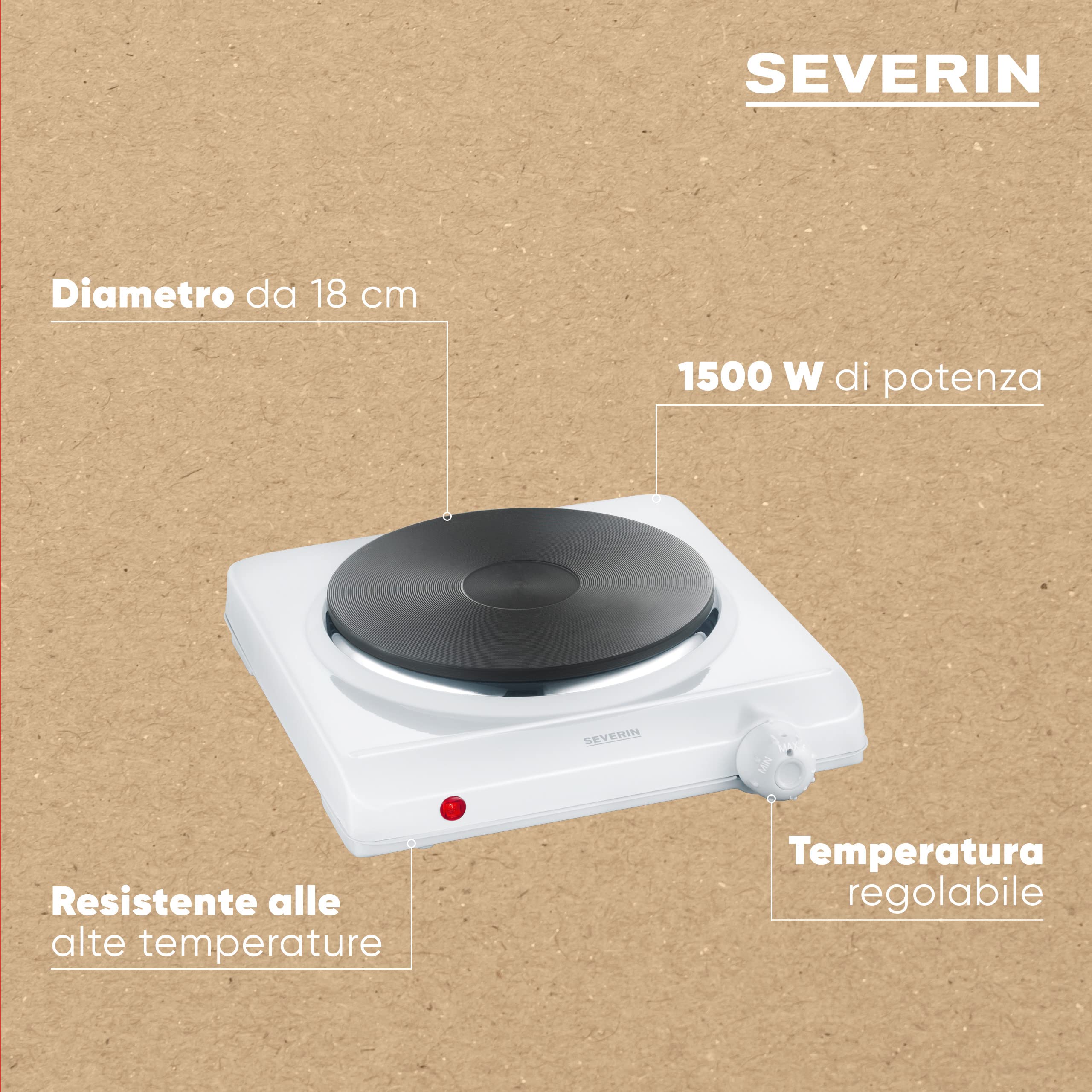 Severin DK 1091 fornello elettrico bianco 1500 W 18 cm